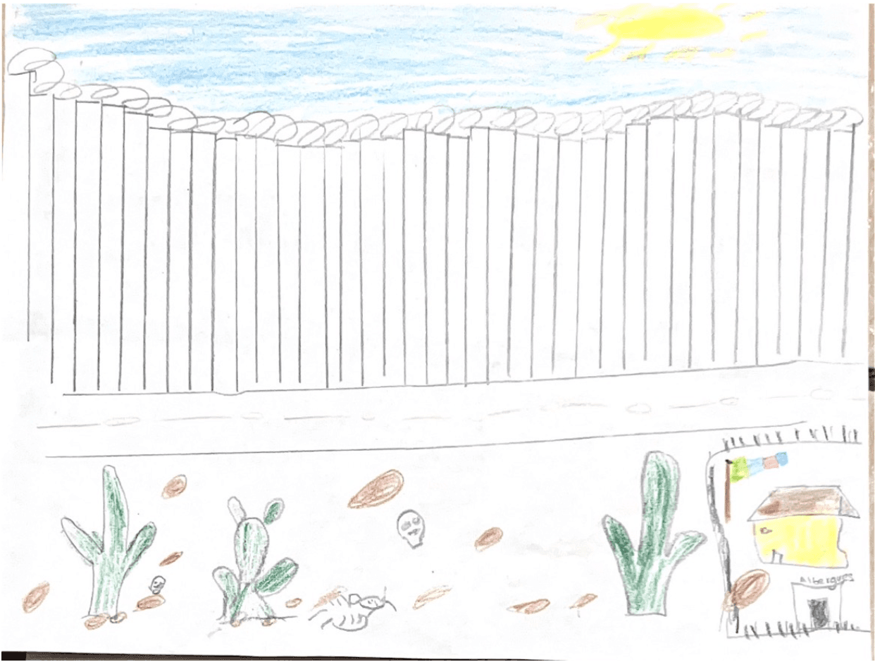 Dibujo del muro fronterizo