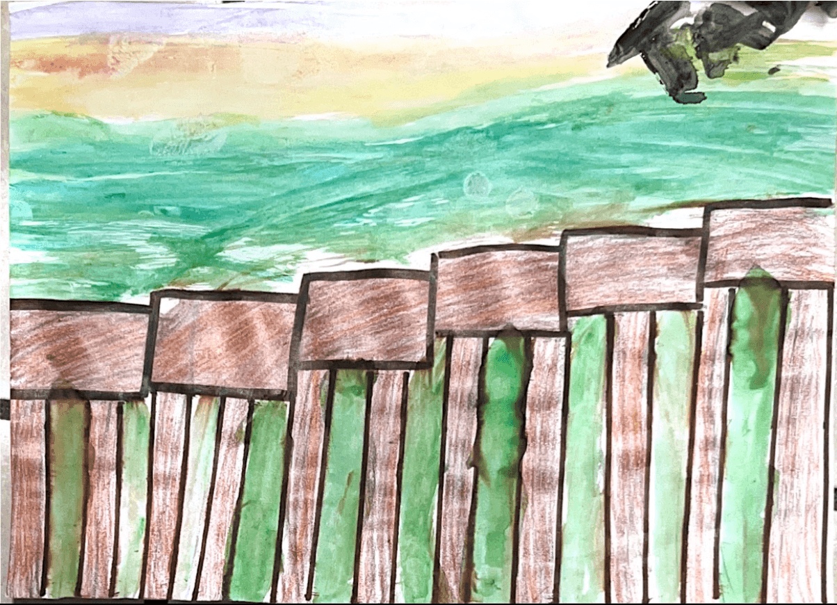 Dibujo del muro fronterizo