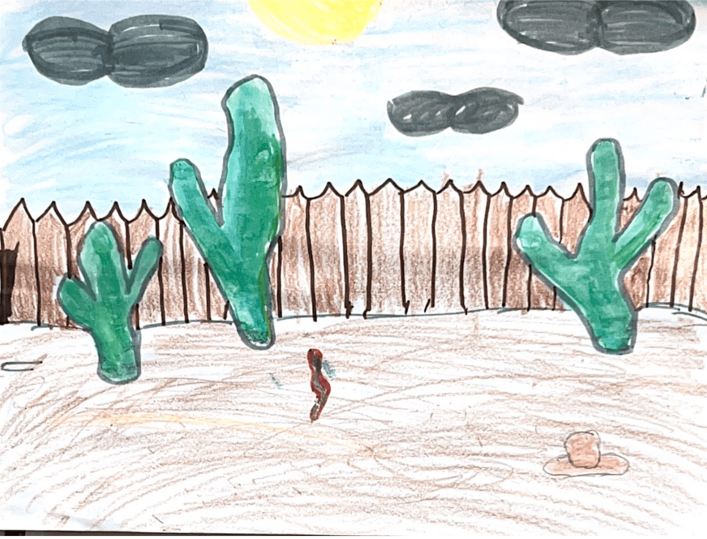 Dibujo del muro fronterizo