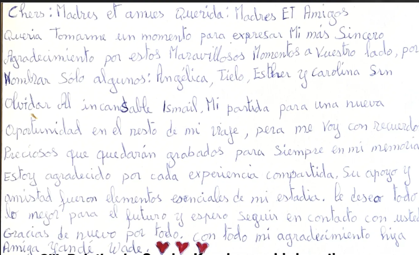 Carta de Yandé Wade