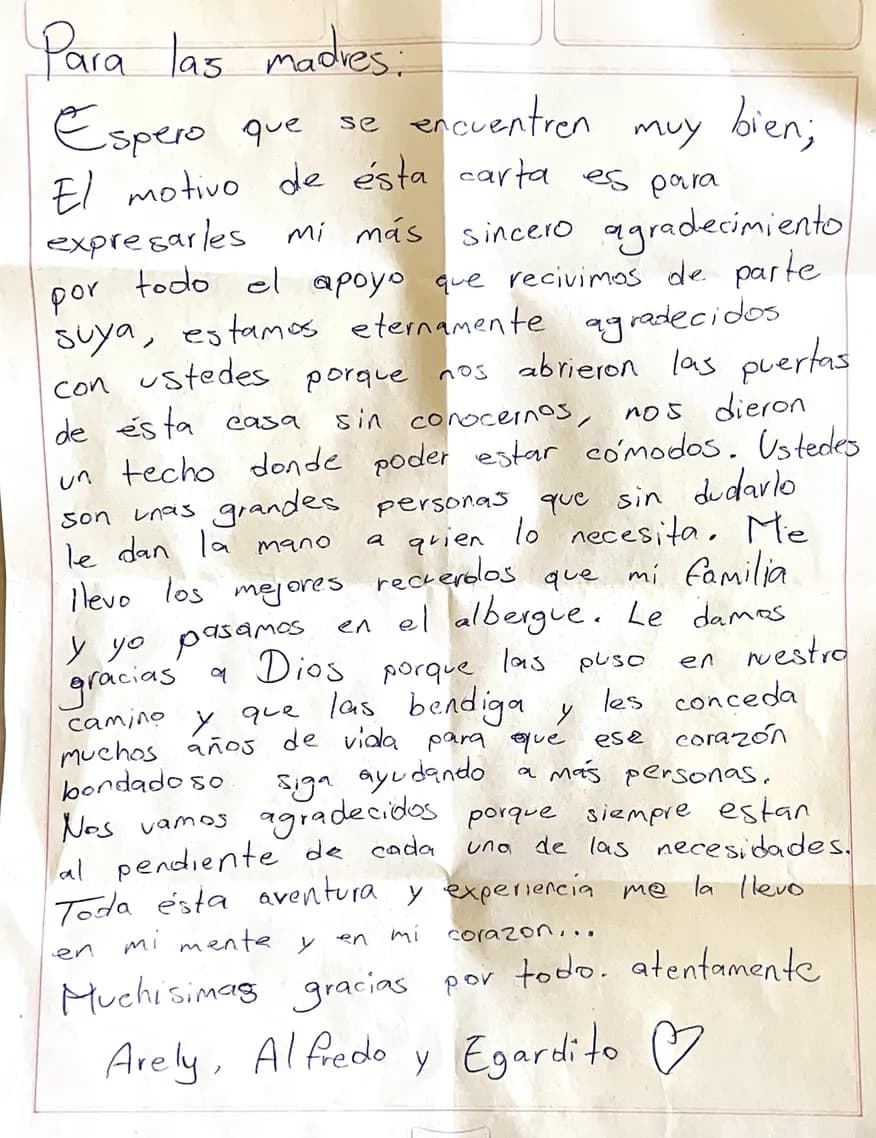 Carta de Arely, Alfredo y Egardito