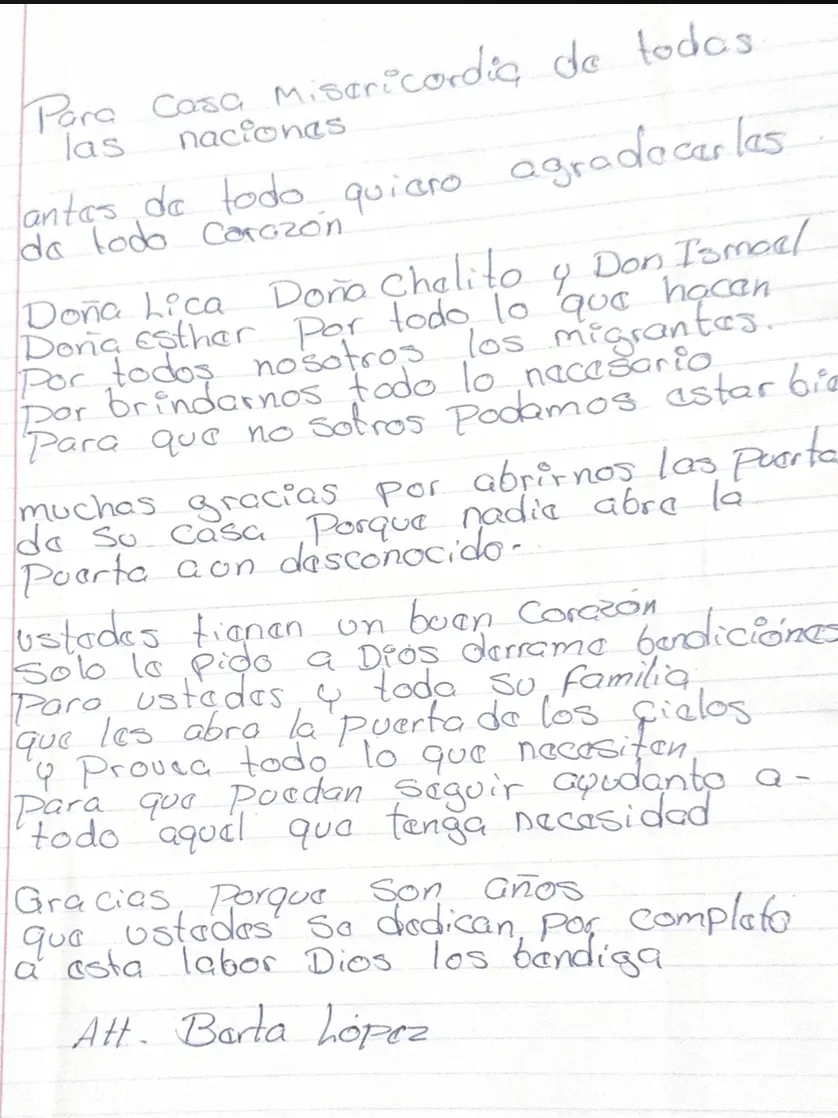 Carta de Berta López