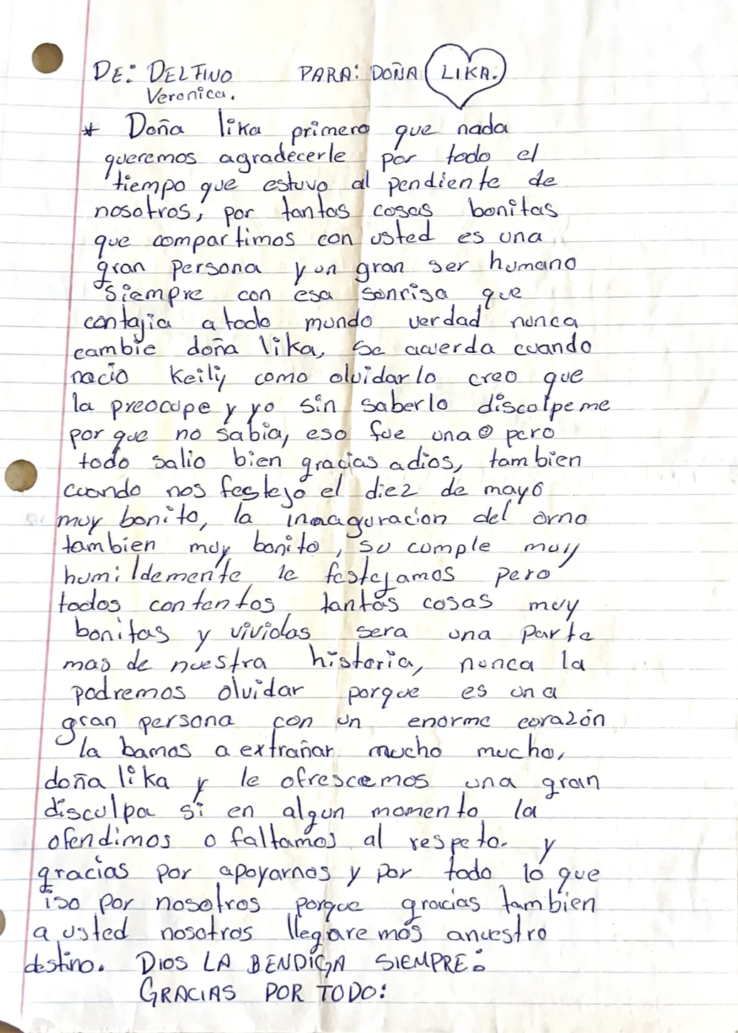 Carta de Deltivo y Verónica