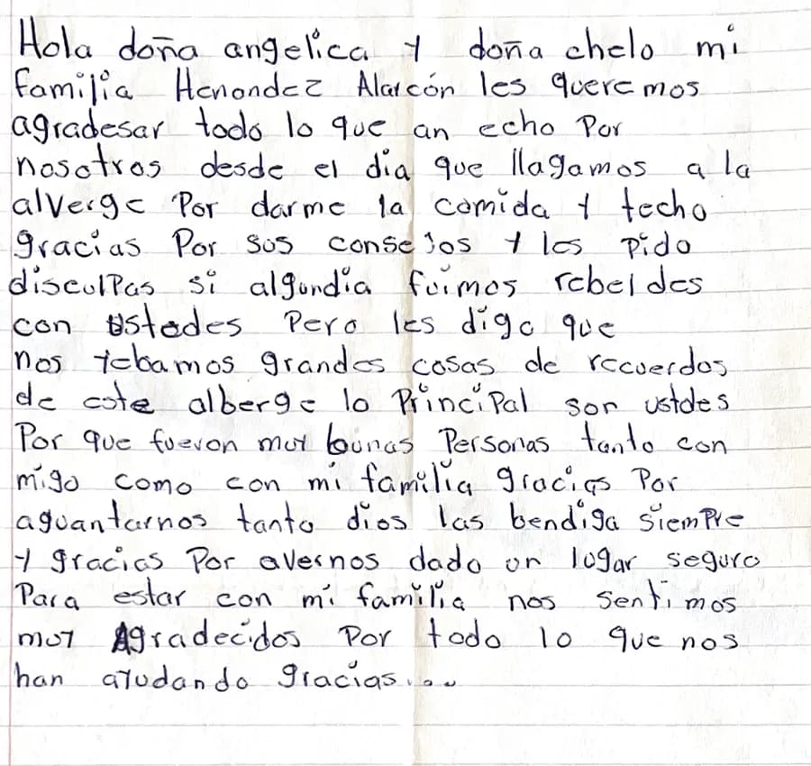 Carta de Familia Hernández Alarcón
