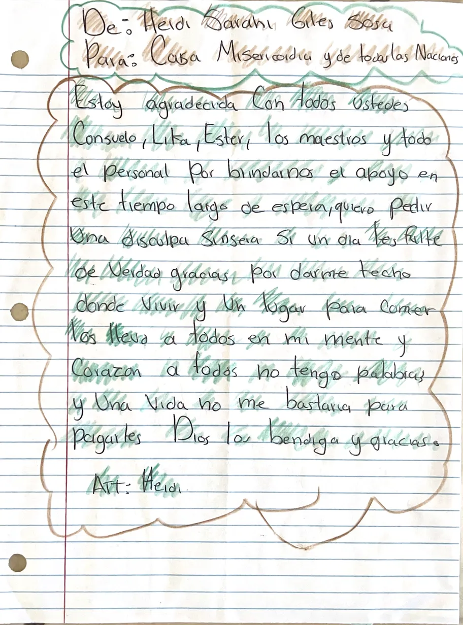 Carta de Heidi Sarahí Giles Sosa