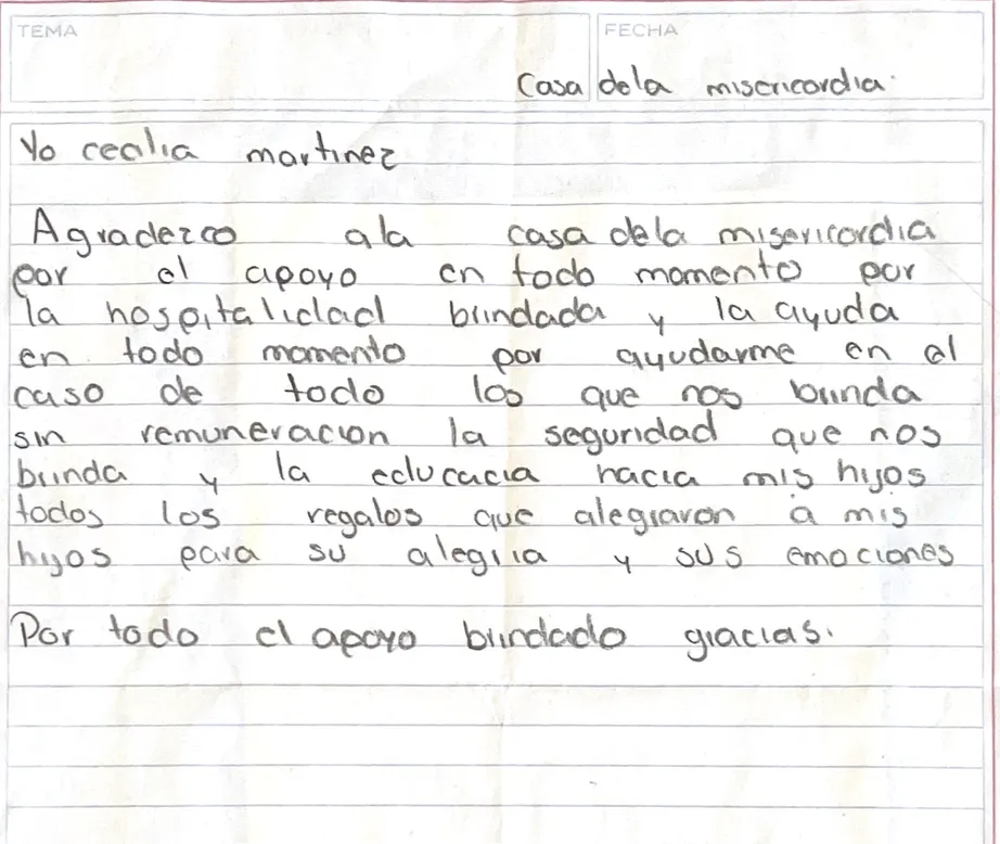 Carta de Rosalía Martínez