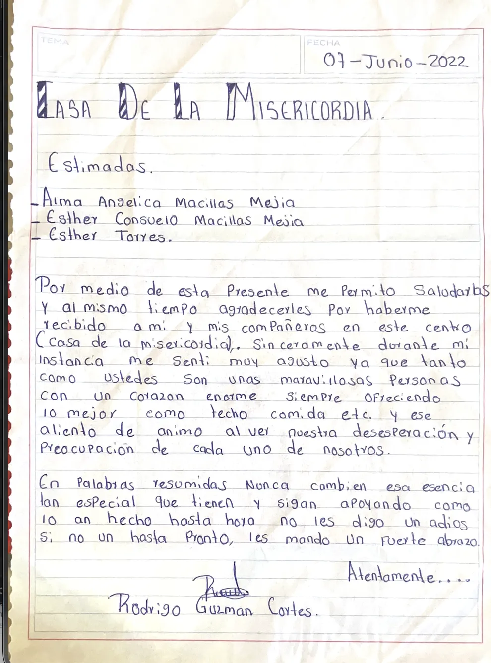 Carta de Rodrigo Guzmán Cortés