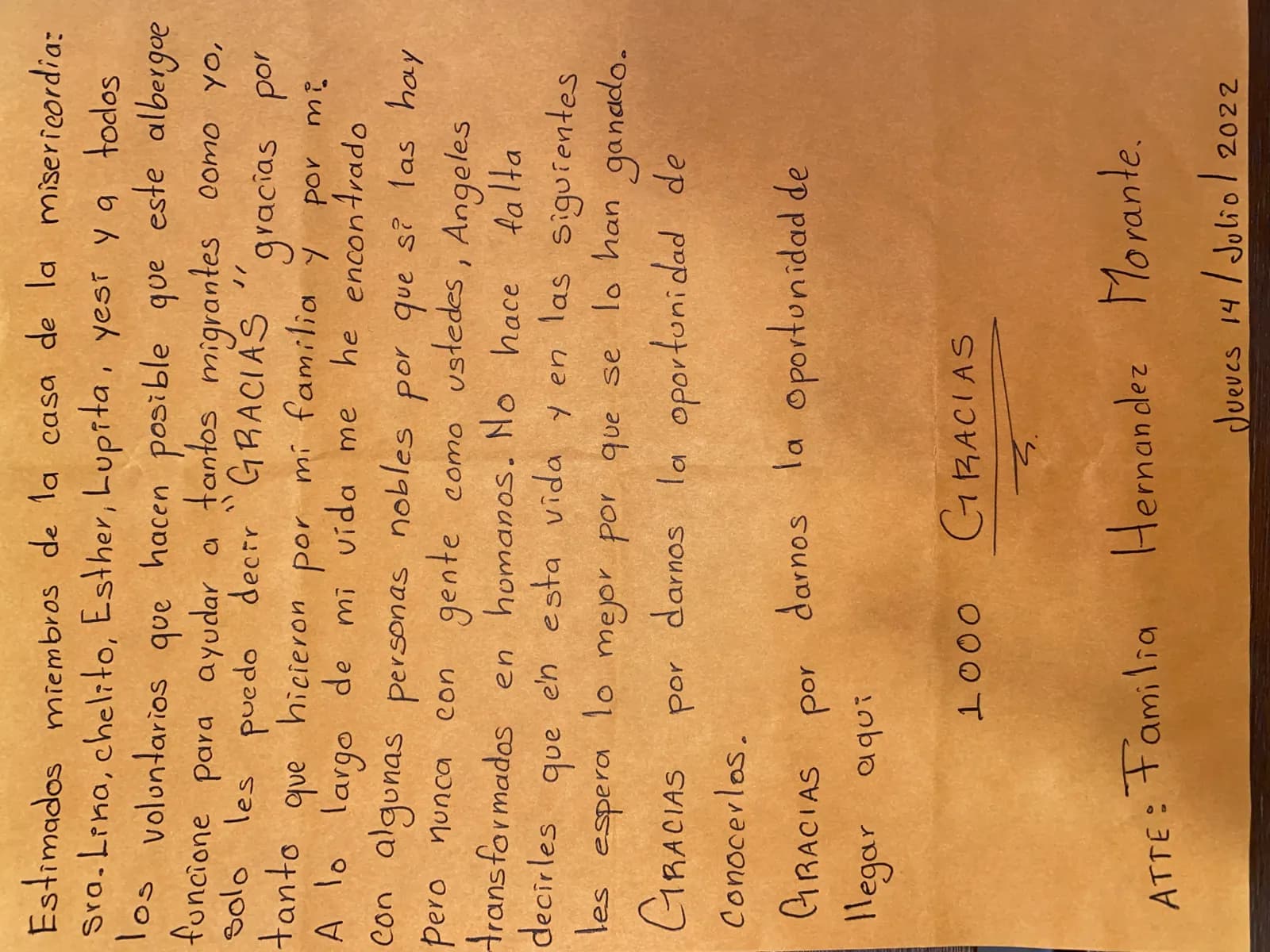 Carta de Familia Hernández Morante