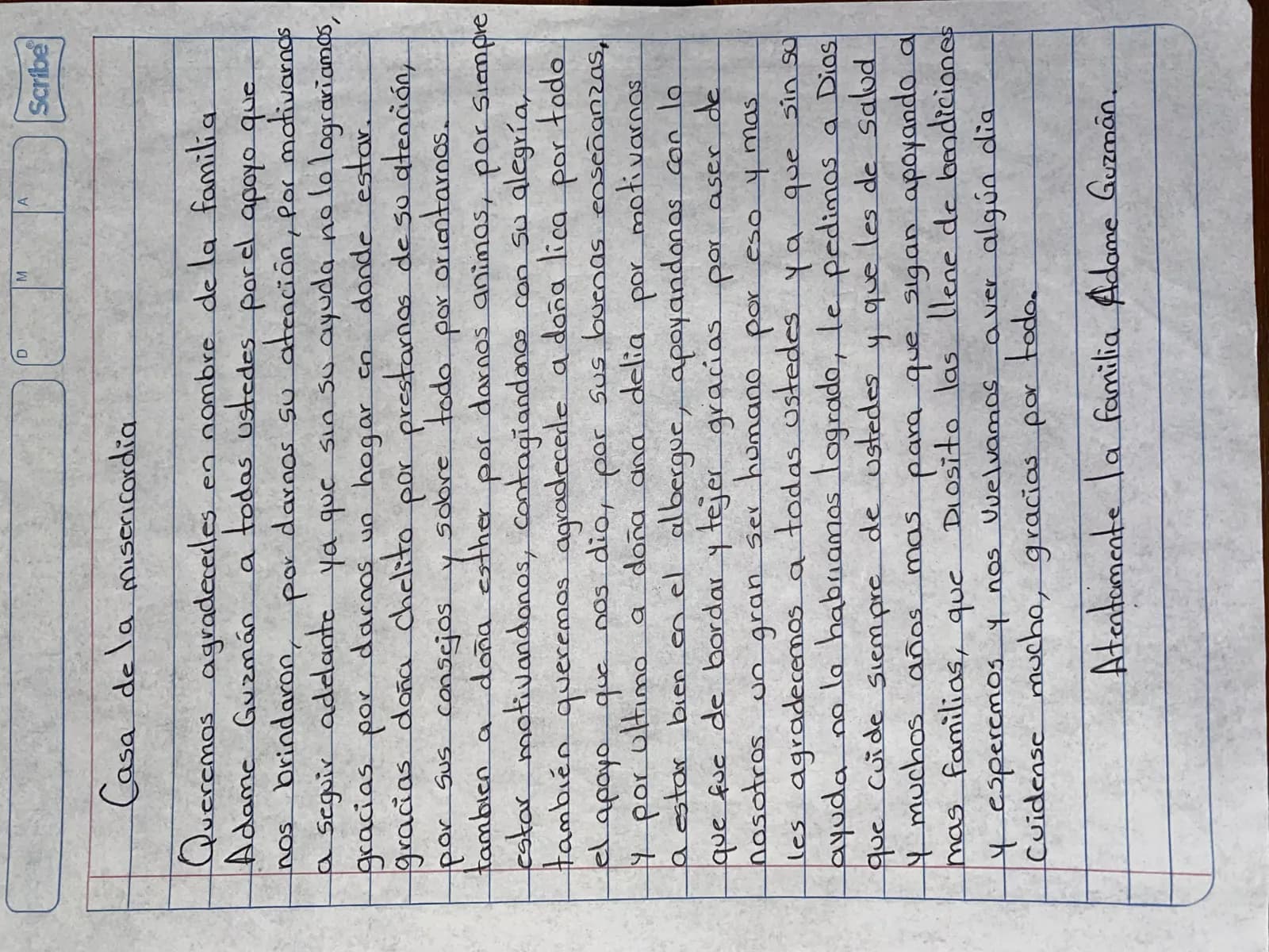 Carta de Familia Adame Guzmán