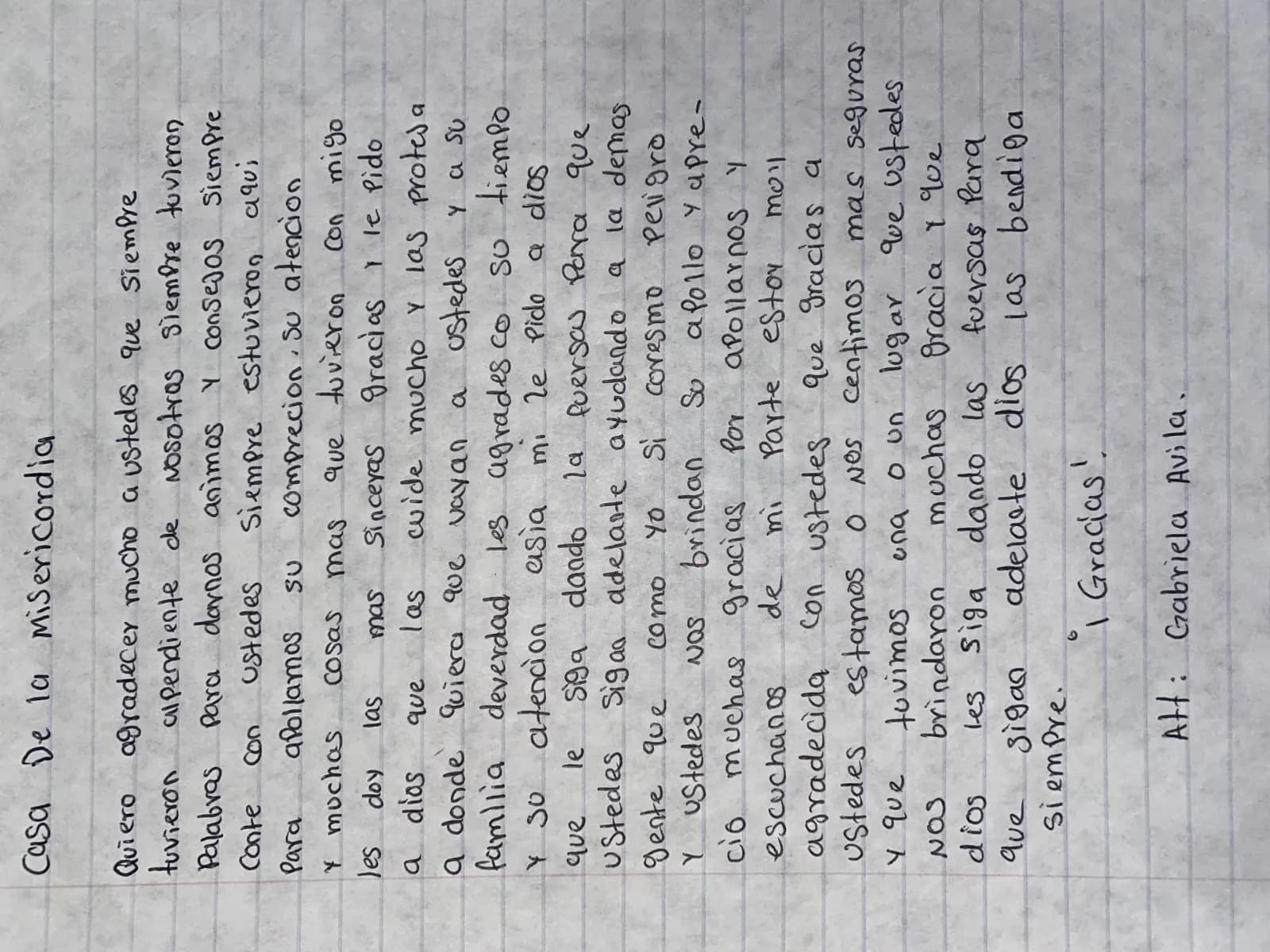 Carta de Gabriela Ávila