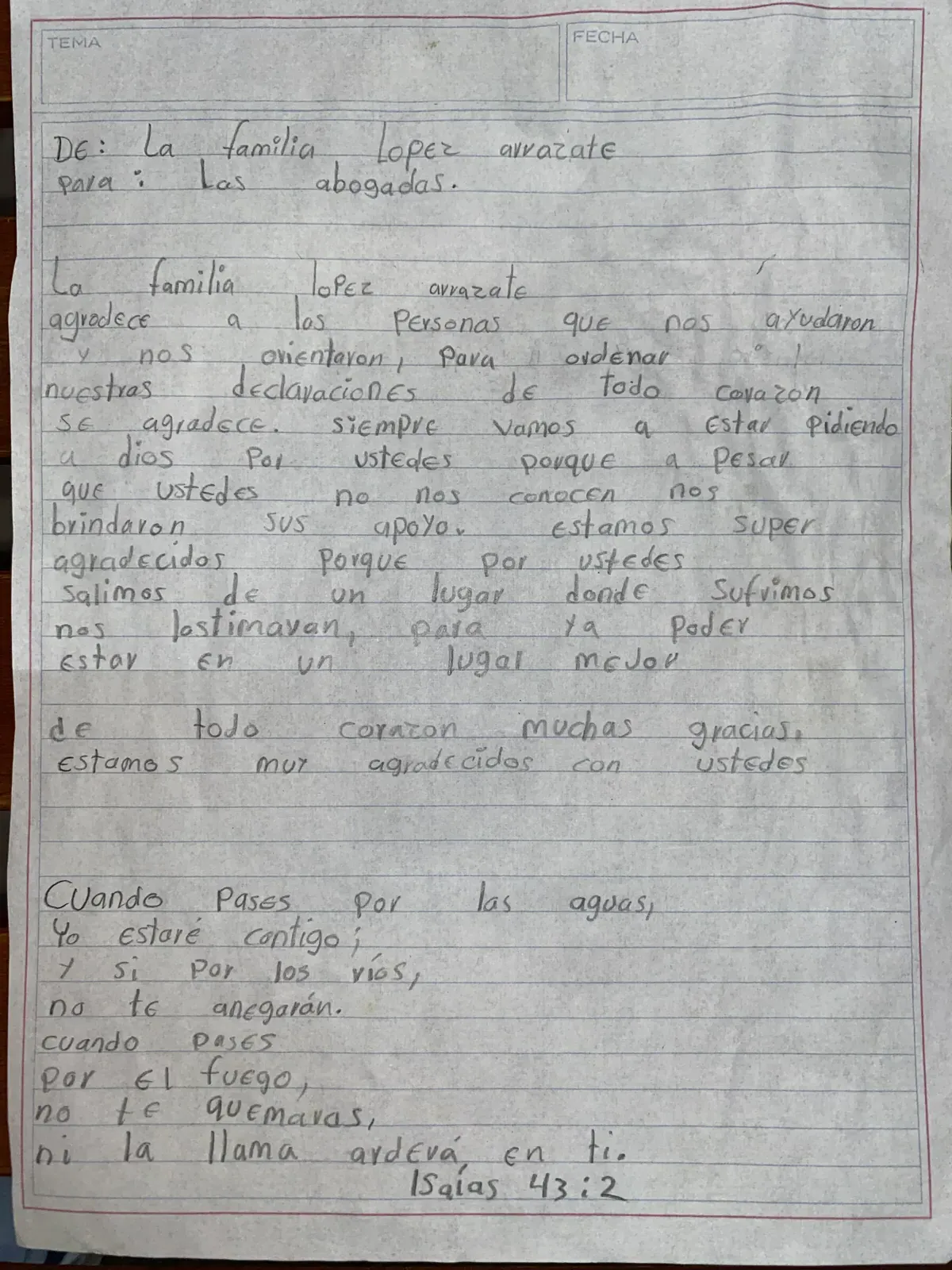 Carta de Familia López Arrázate