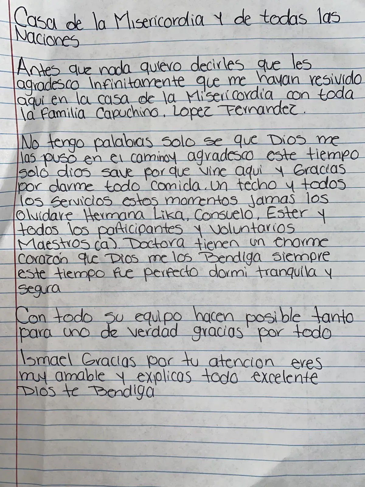 Carta de Familia López Fernández