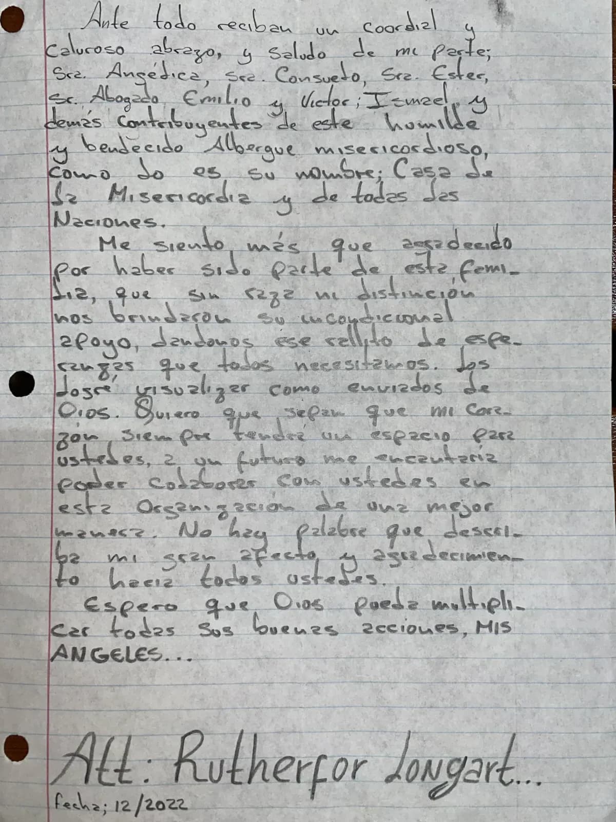 Carta de Rutherfor Longart