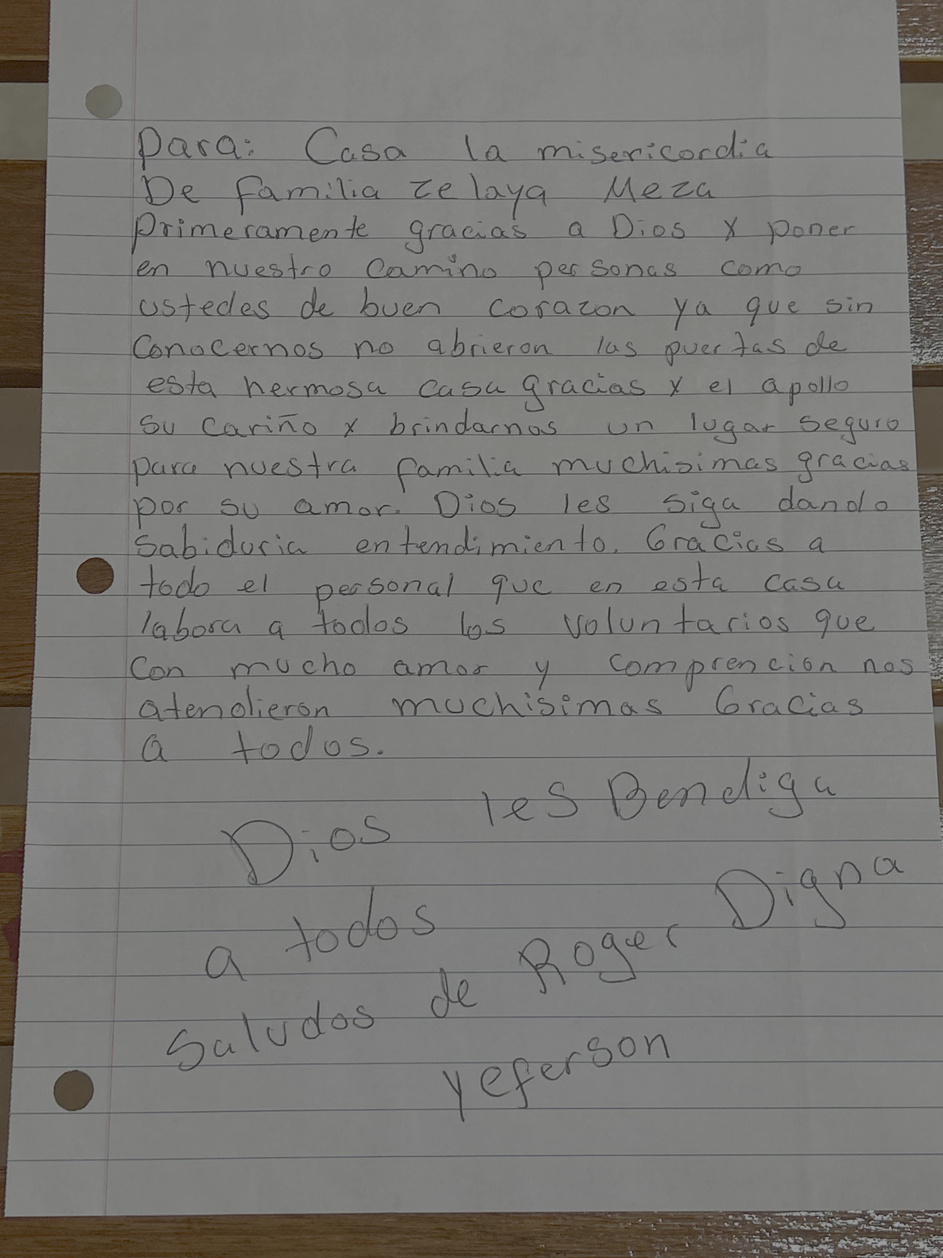 Carta de Familia Zelaya Meza