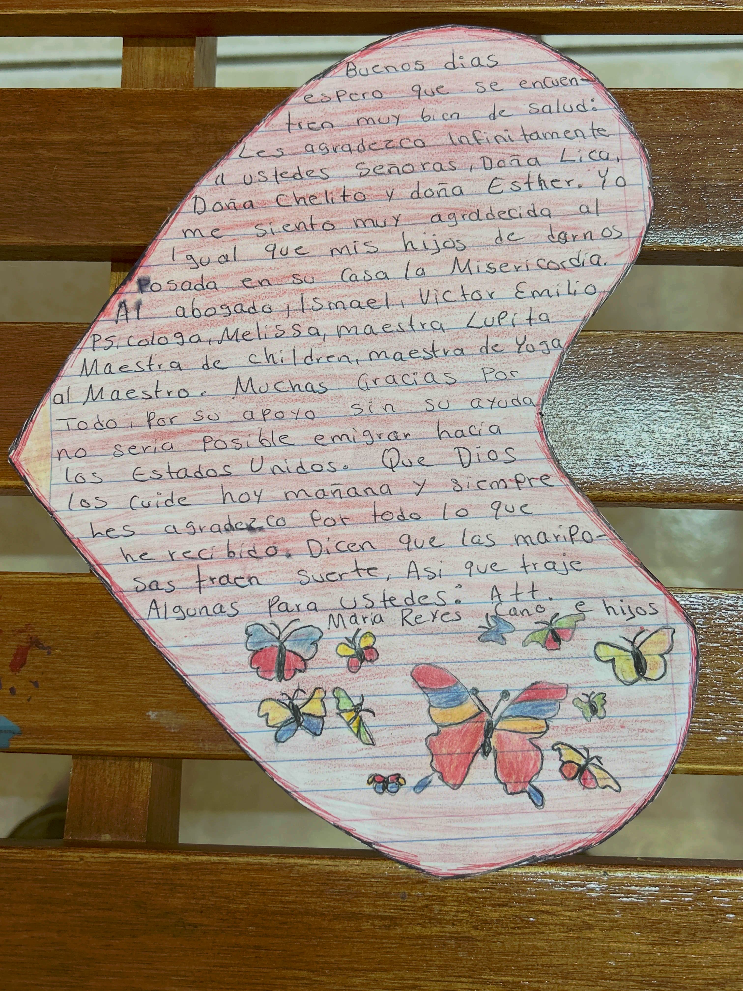Carta de María Reyes Cano e hijos