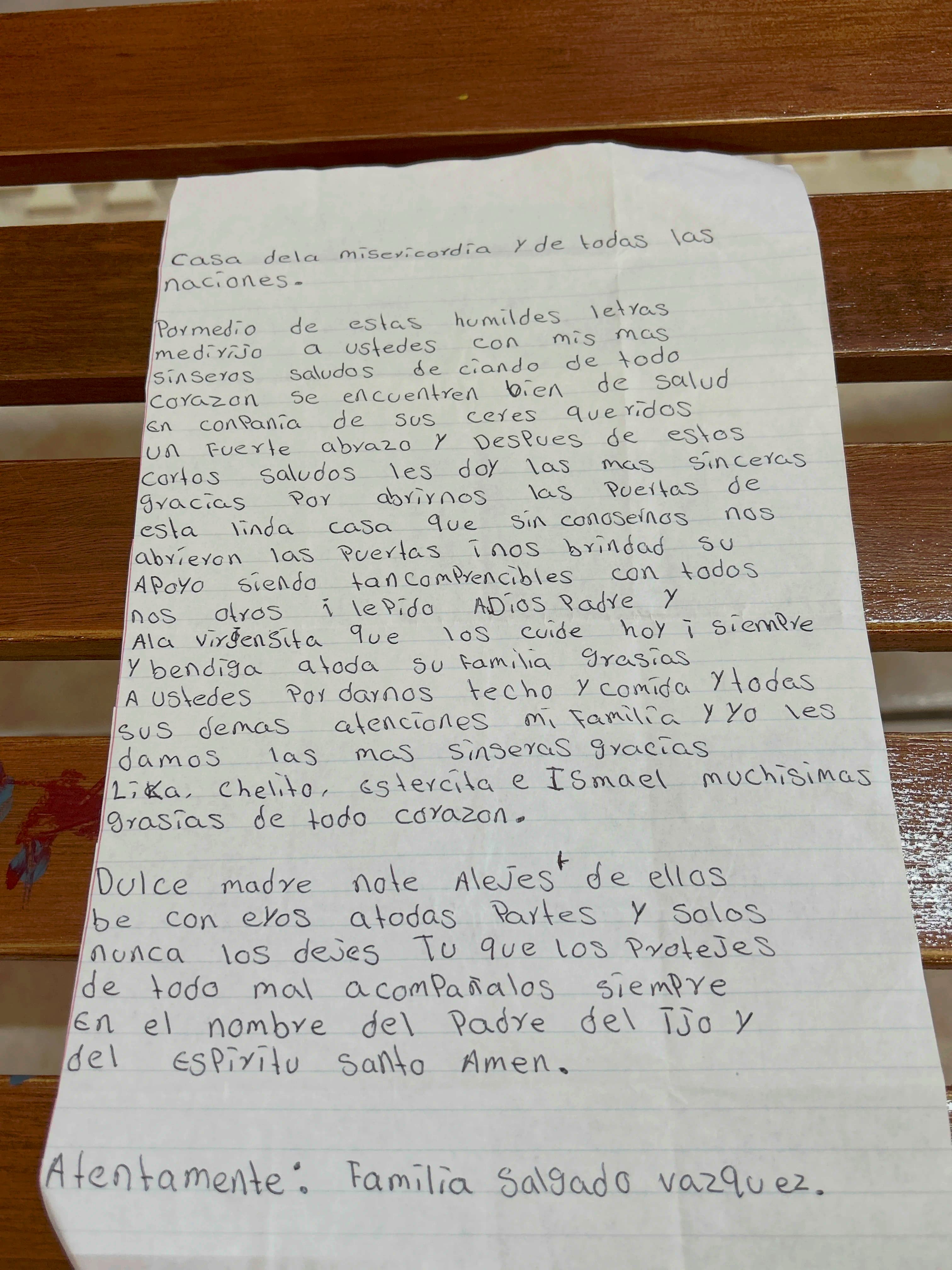 Carta de Familia Salgado Vázquez