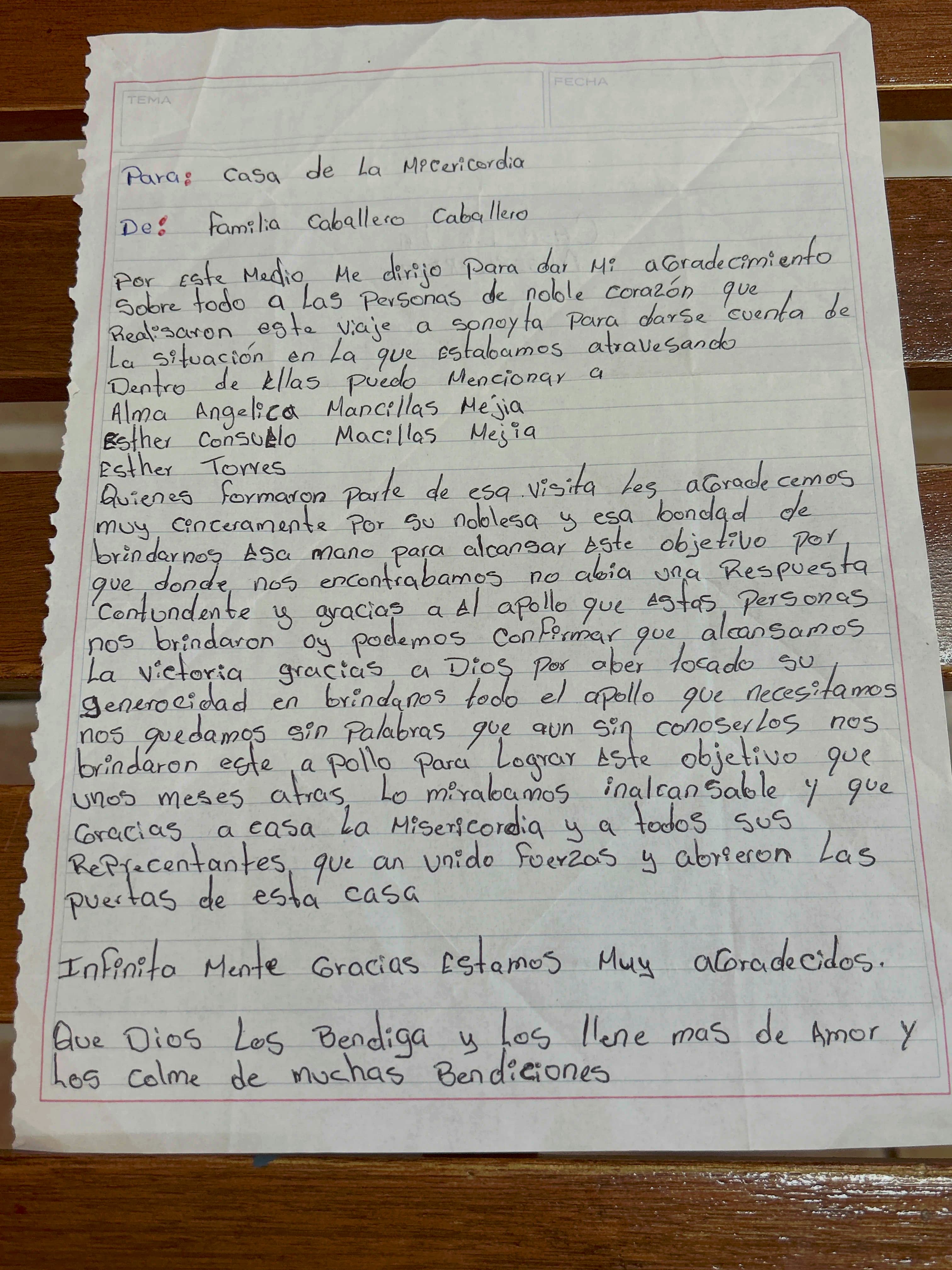 Carta de Familia Caballero Caballero