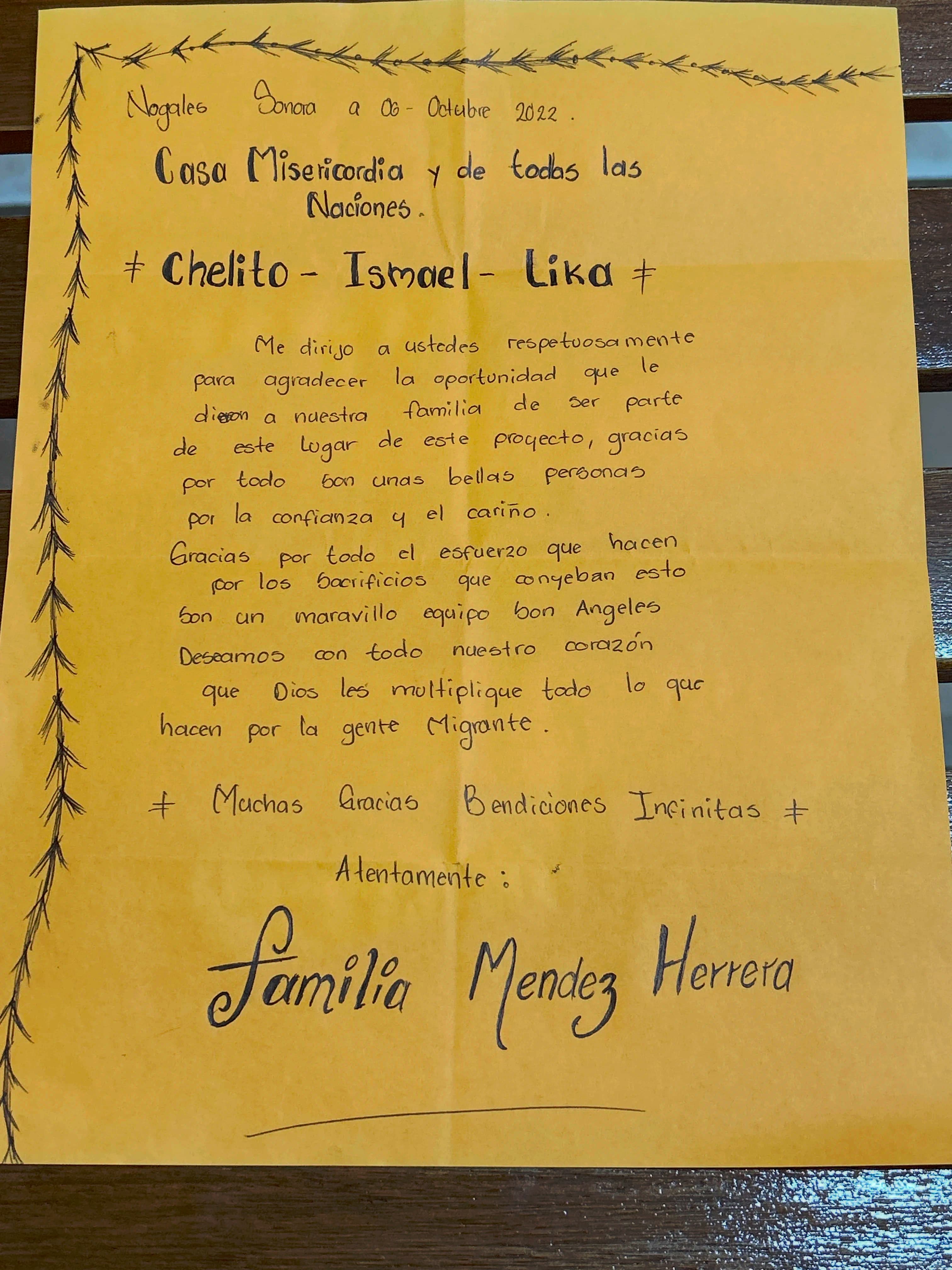 Carta de Familia Méndez Herrera