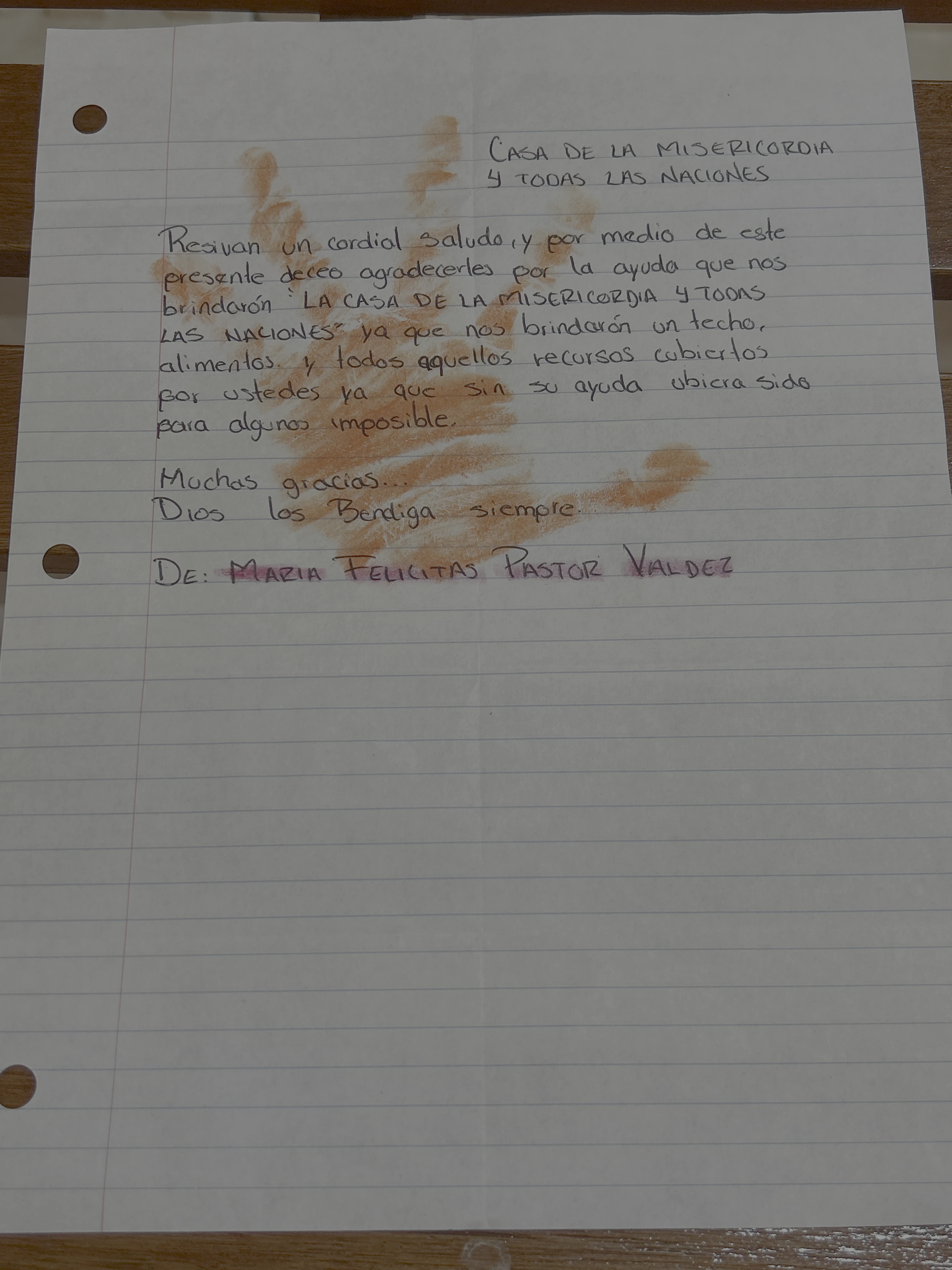 Carta de María Felicitas Pastor Valdez