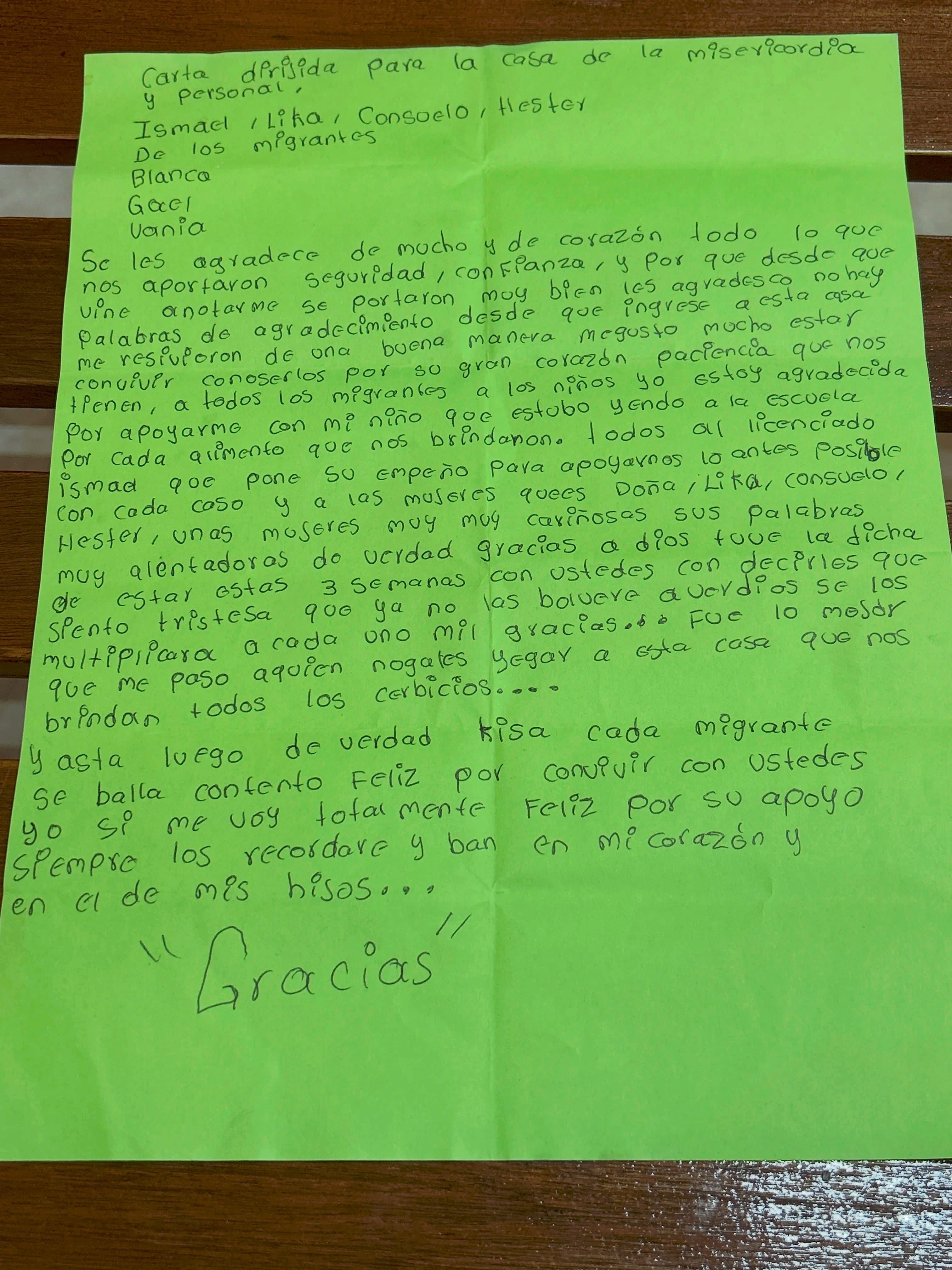 Carta de Blanca, Gael y Vania
