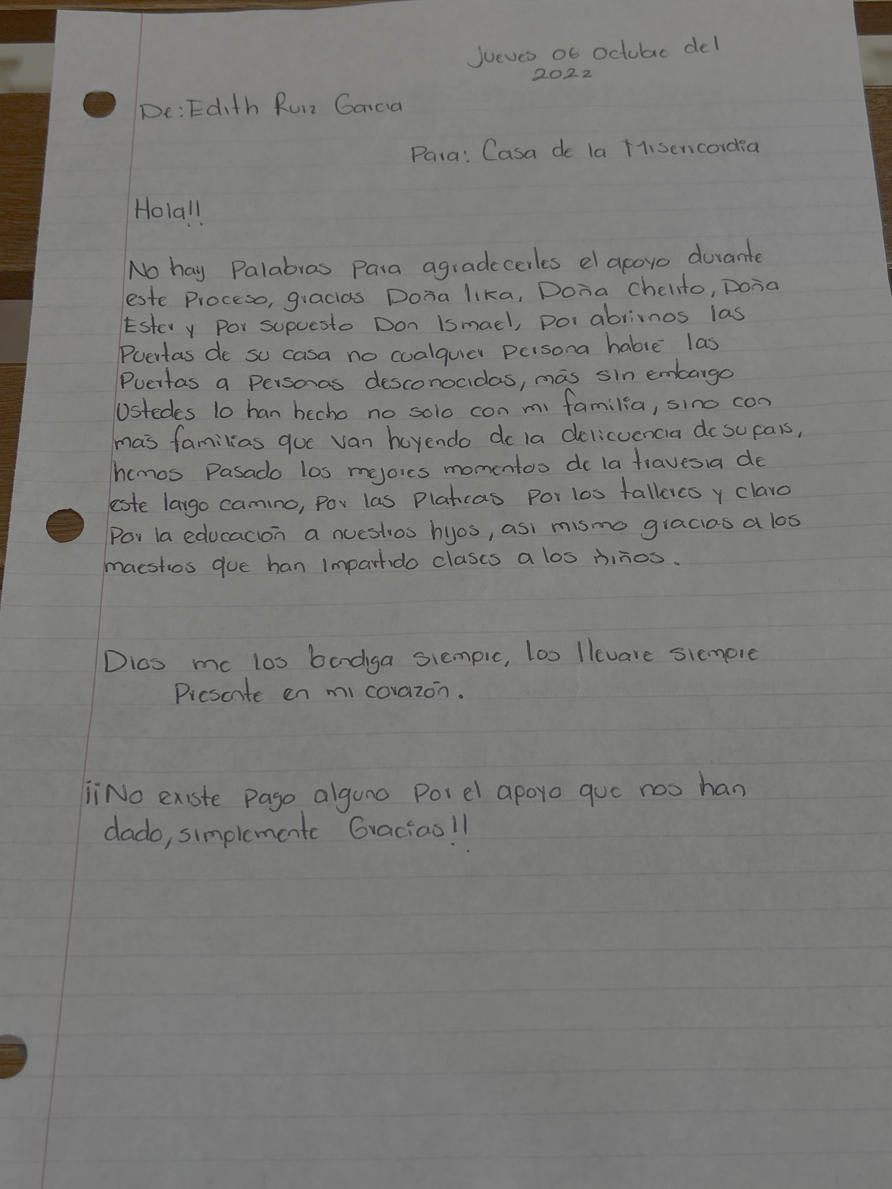 Carta de Edith Ruiz García