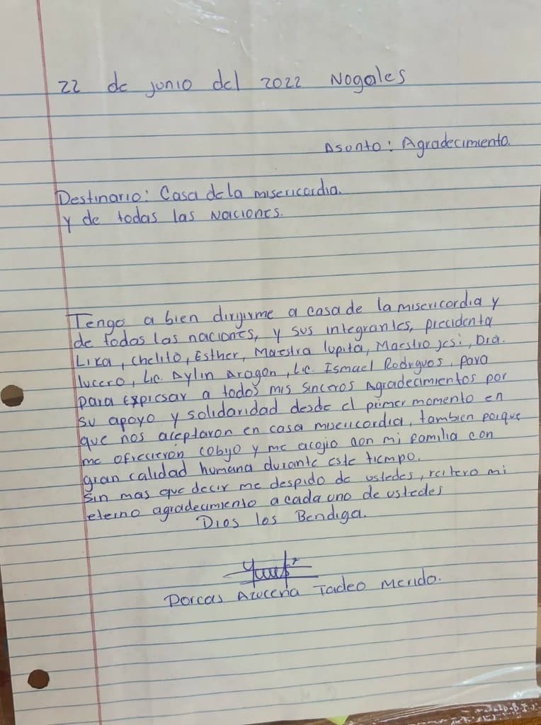 Carta de Porcas Arucena Tadeo Merida
