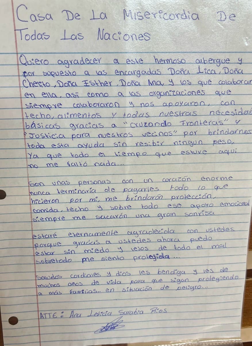 Carta de Ana Leticia Surabia Ríos