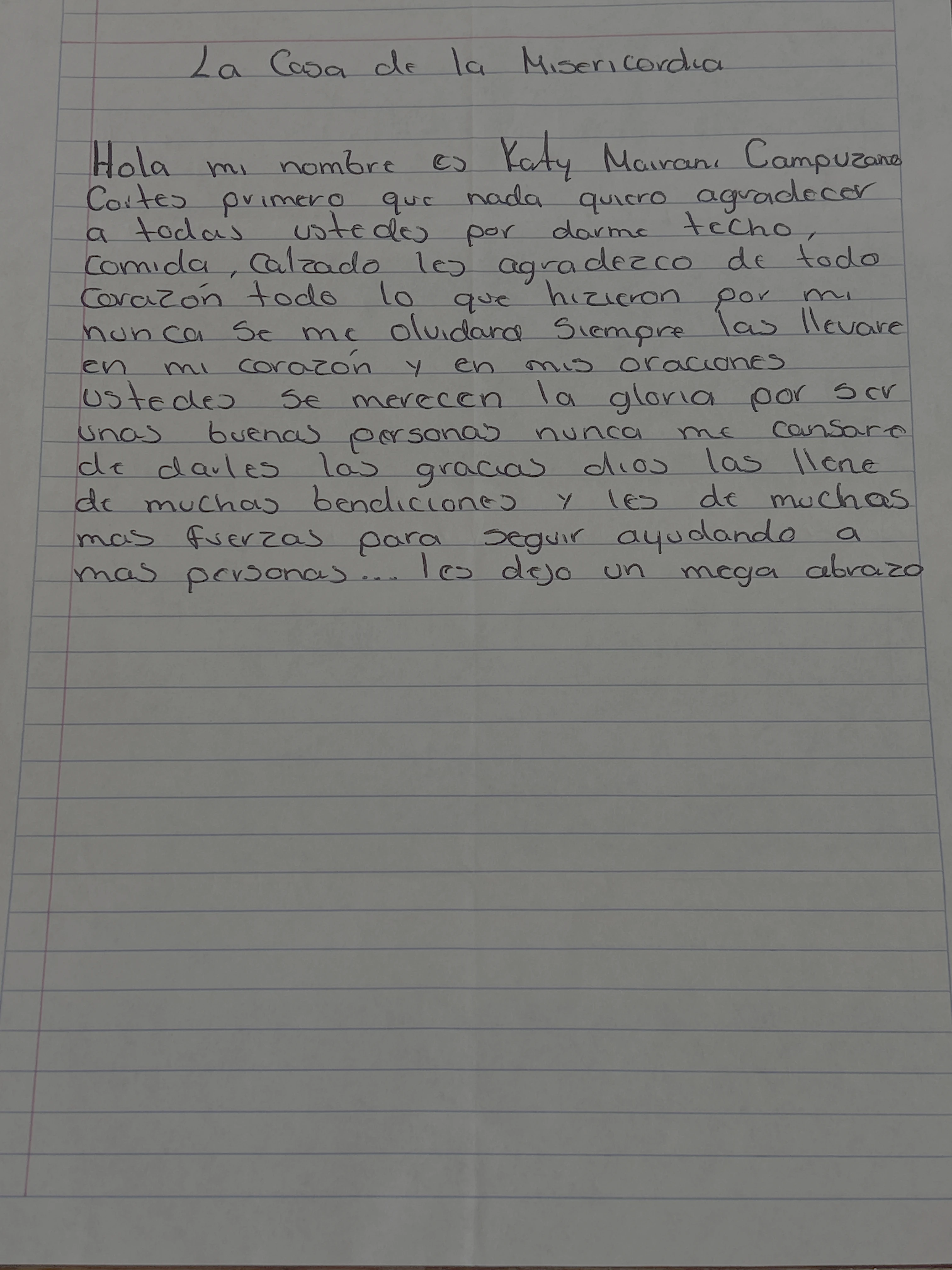 Carta de Katy Mairani Campuzano Cortes