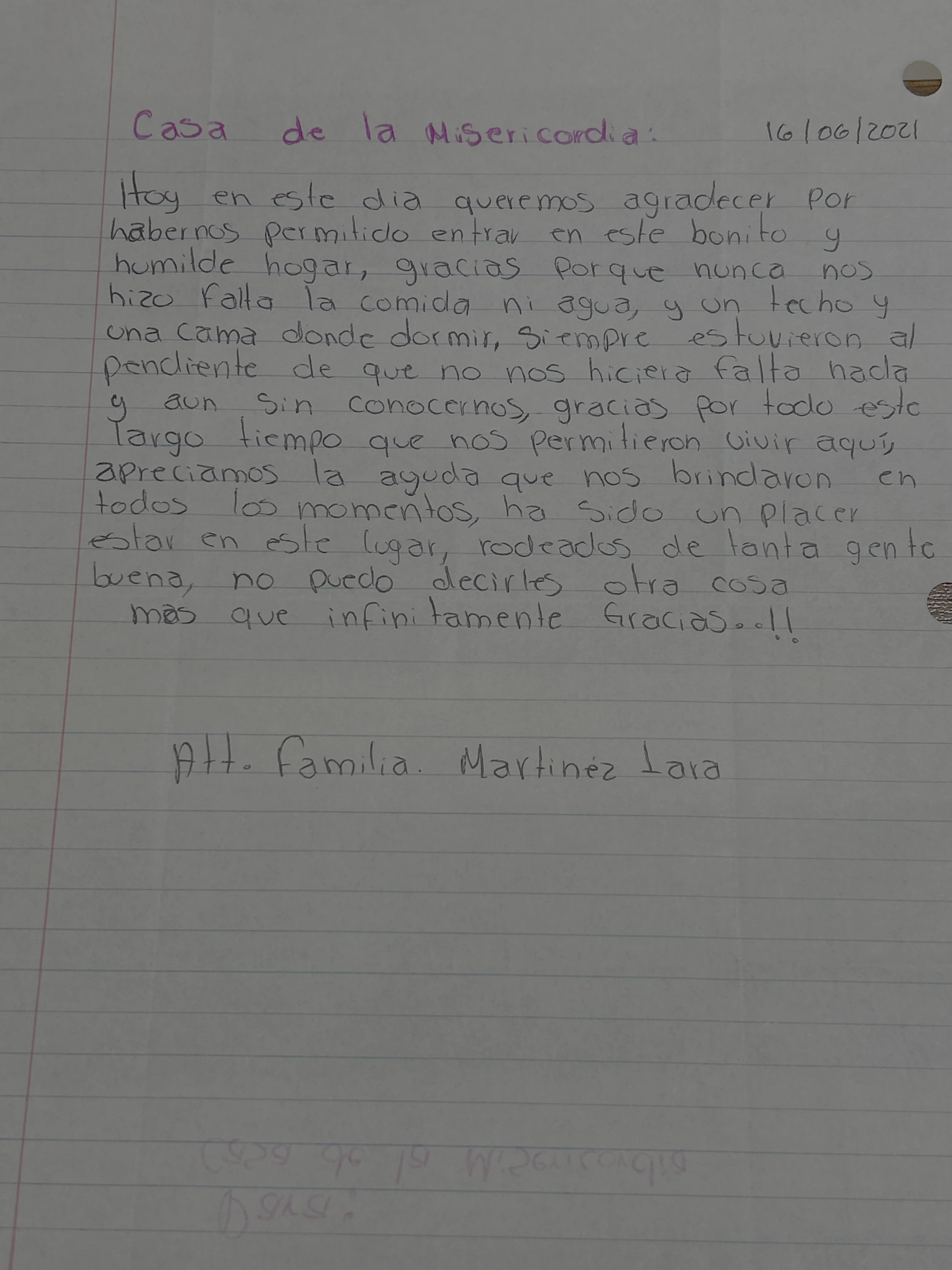 Carta de Familia Martínez Lara