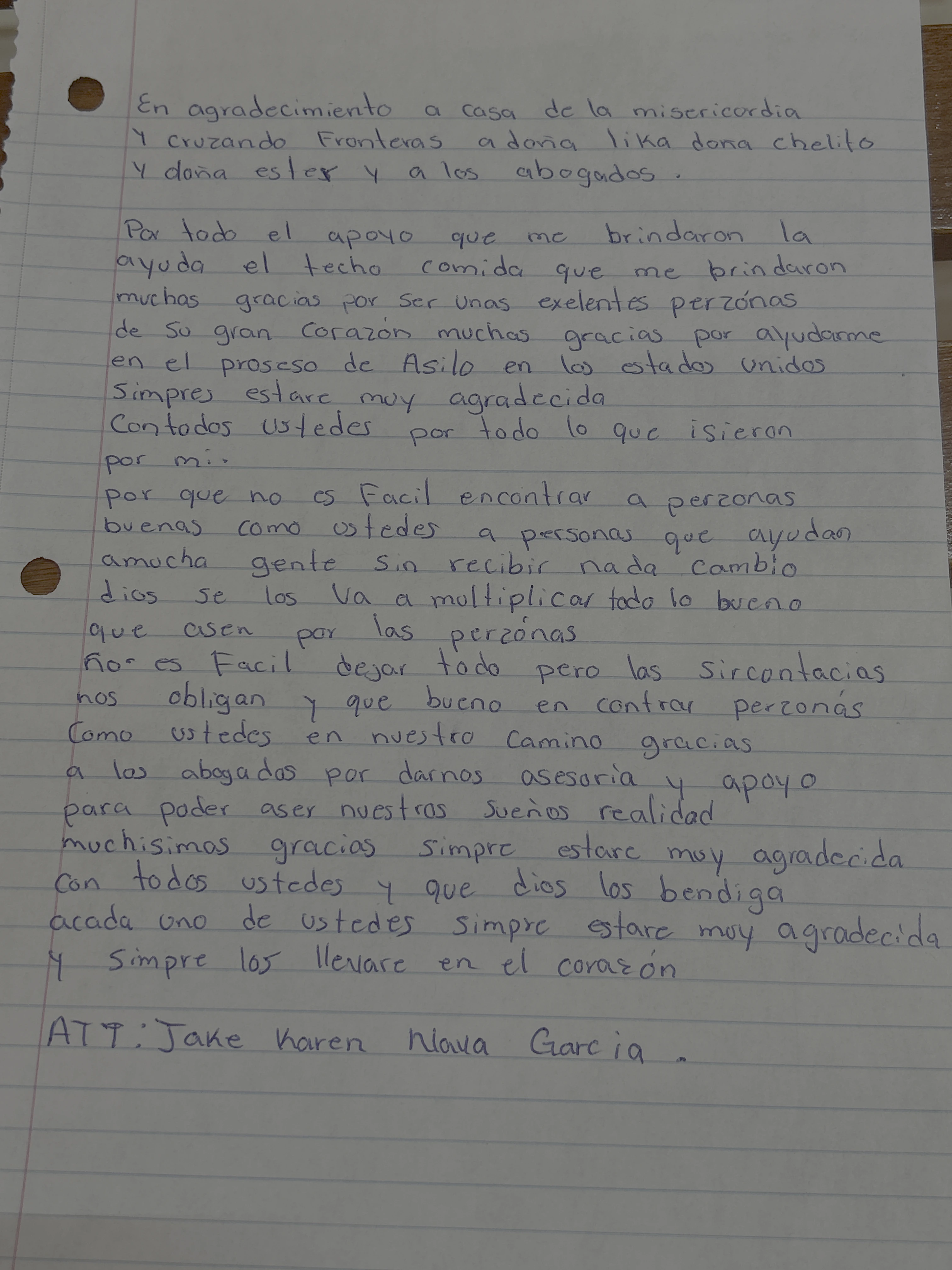 Carta de Jake Karen Nava García