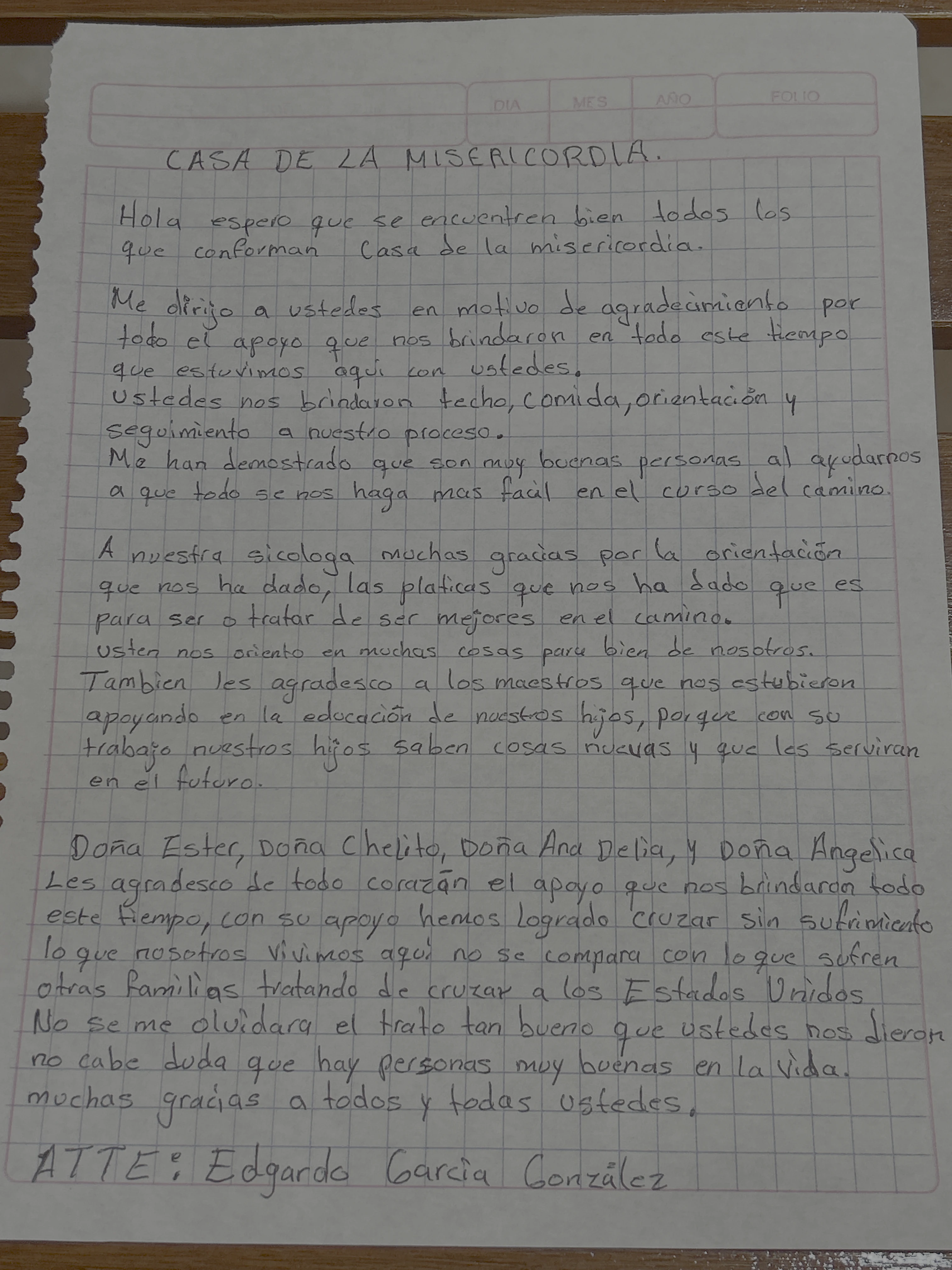 Carta de Edgardo García González