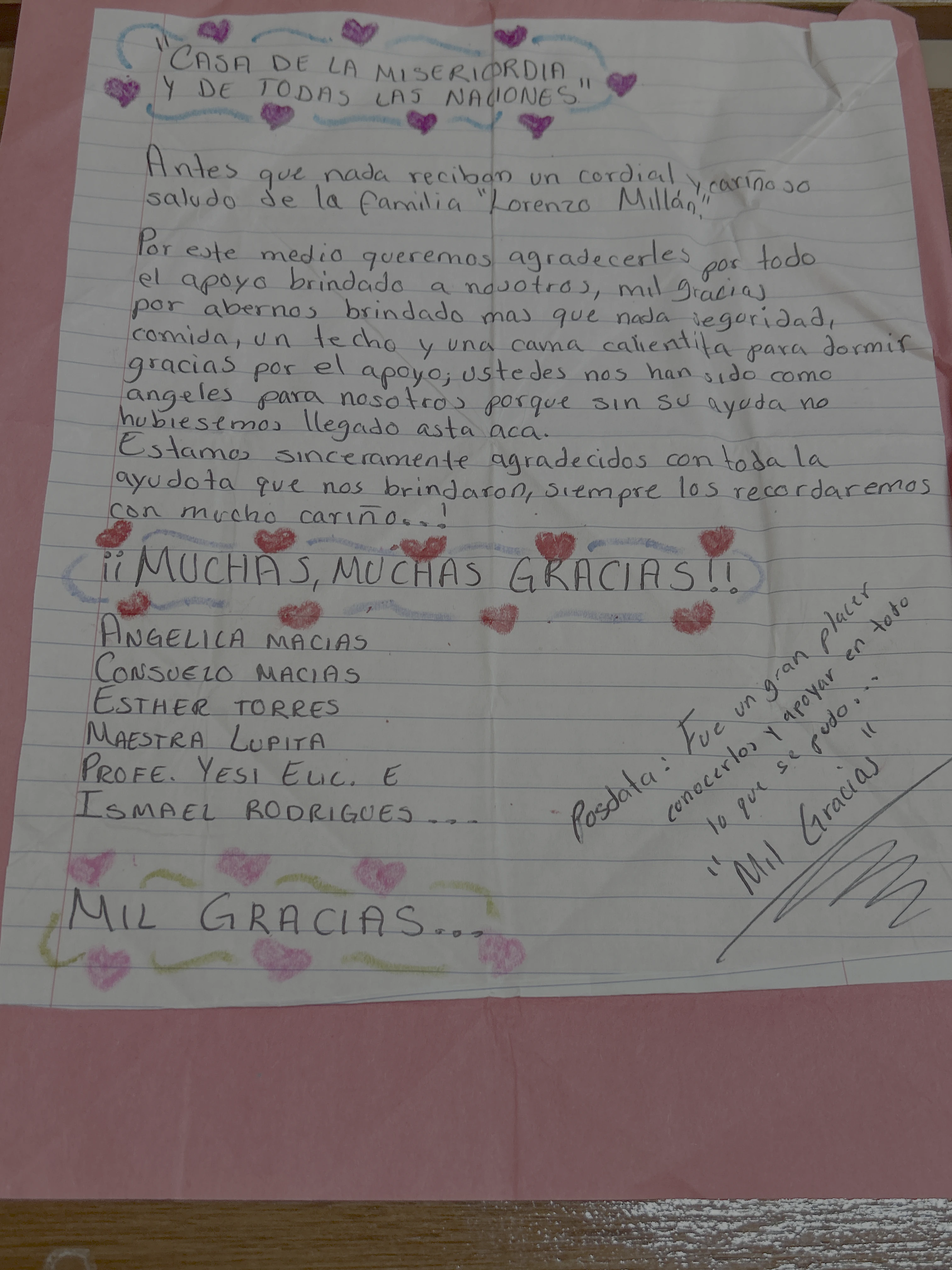 Carta de Familia Lorenzo Millán
