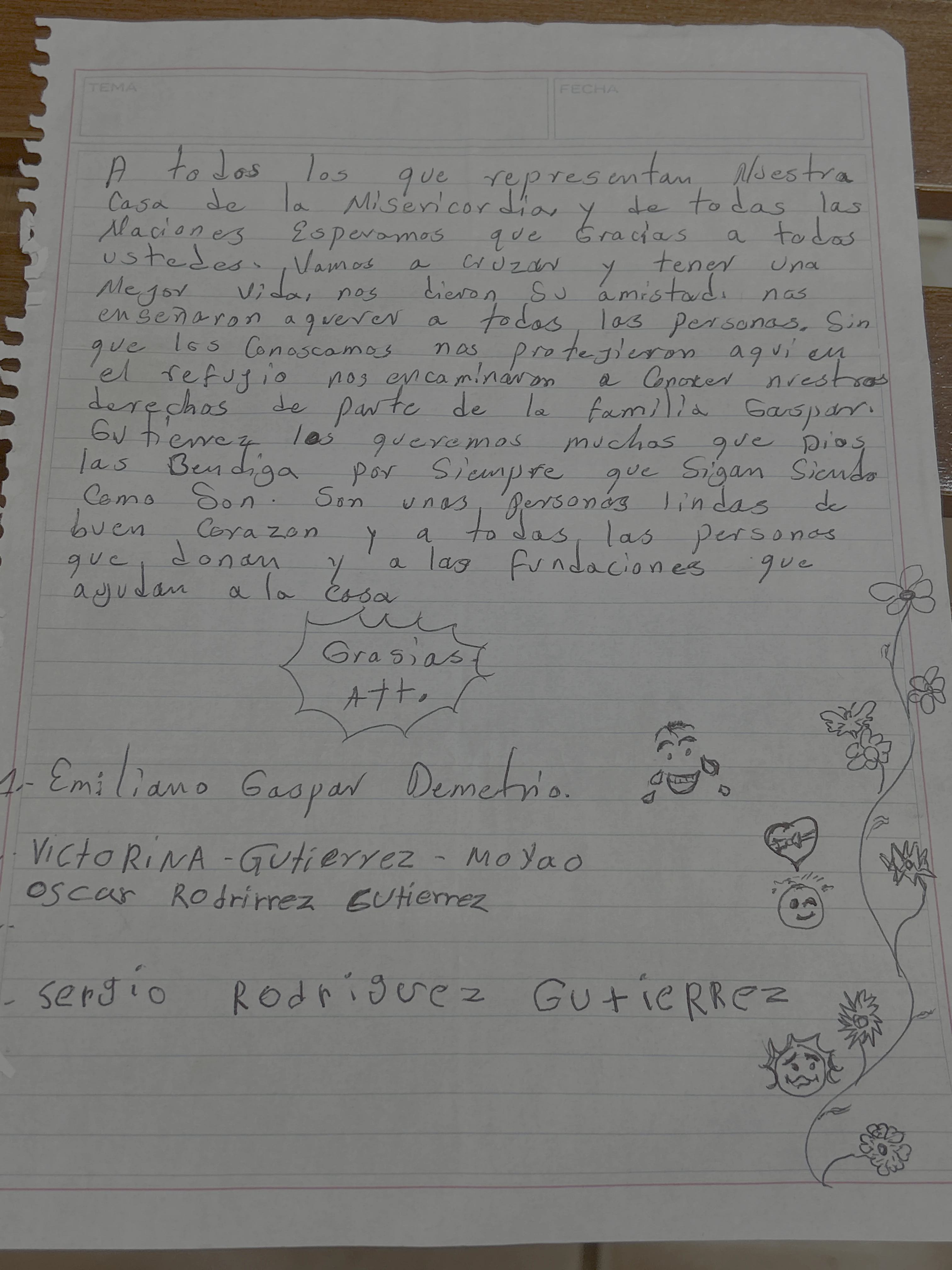 Carta de Familia Gaspar Gutiérrez