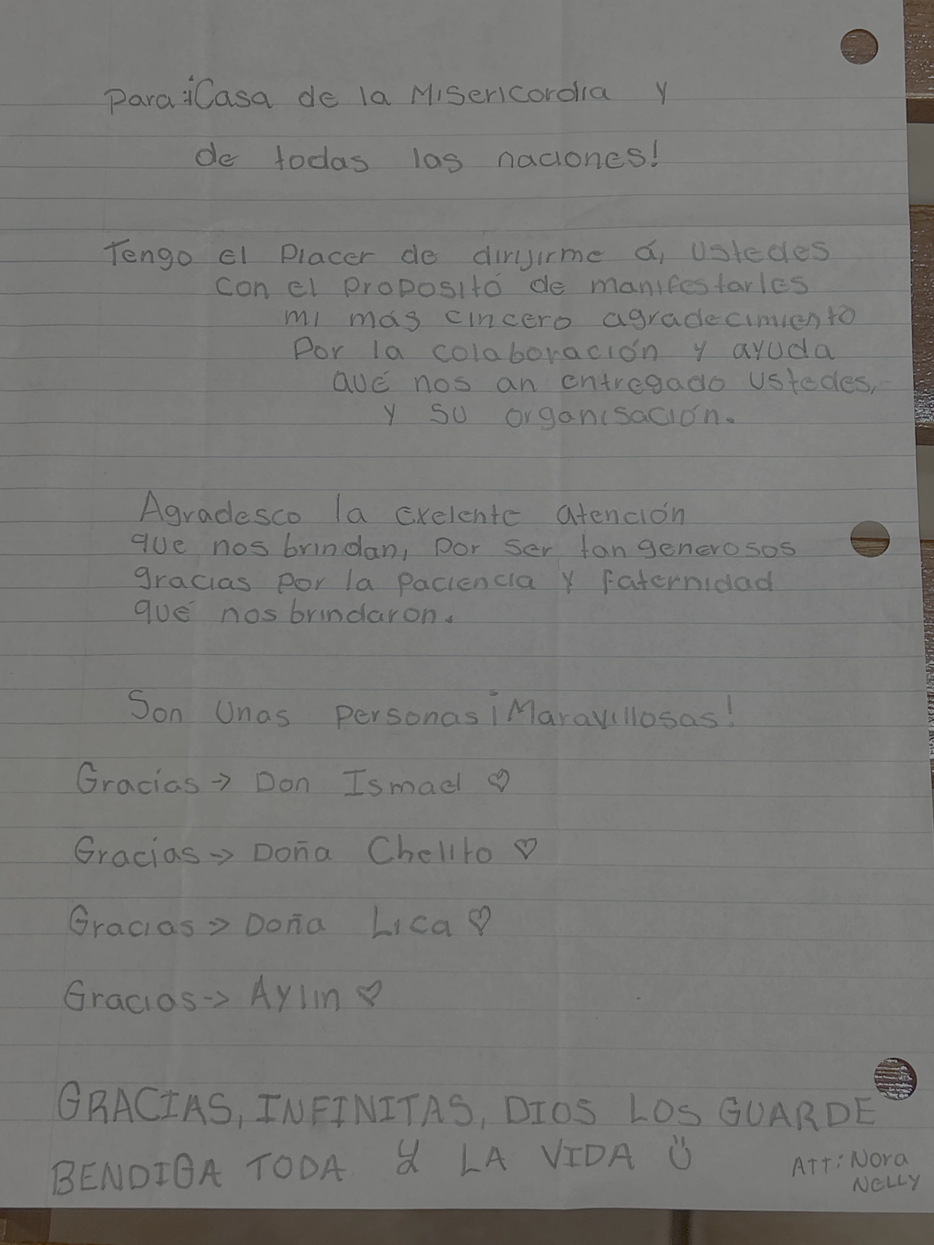 Carta de Nora Nelly