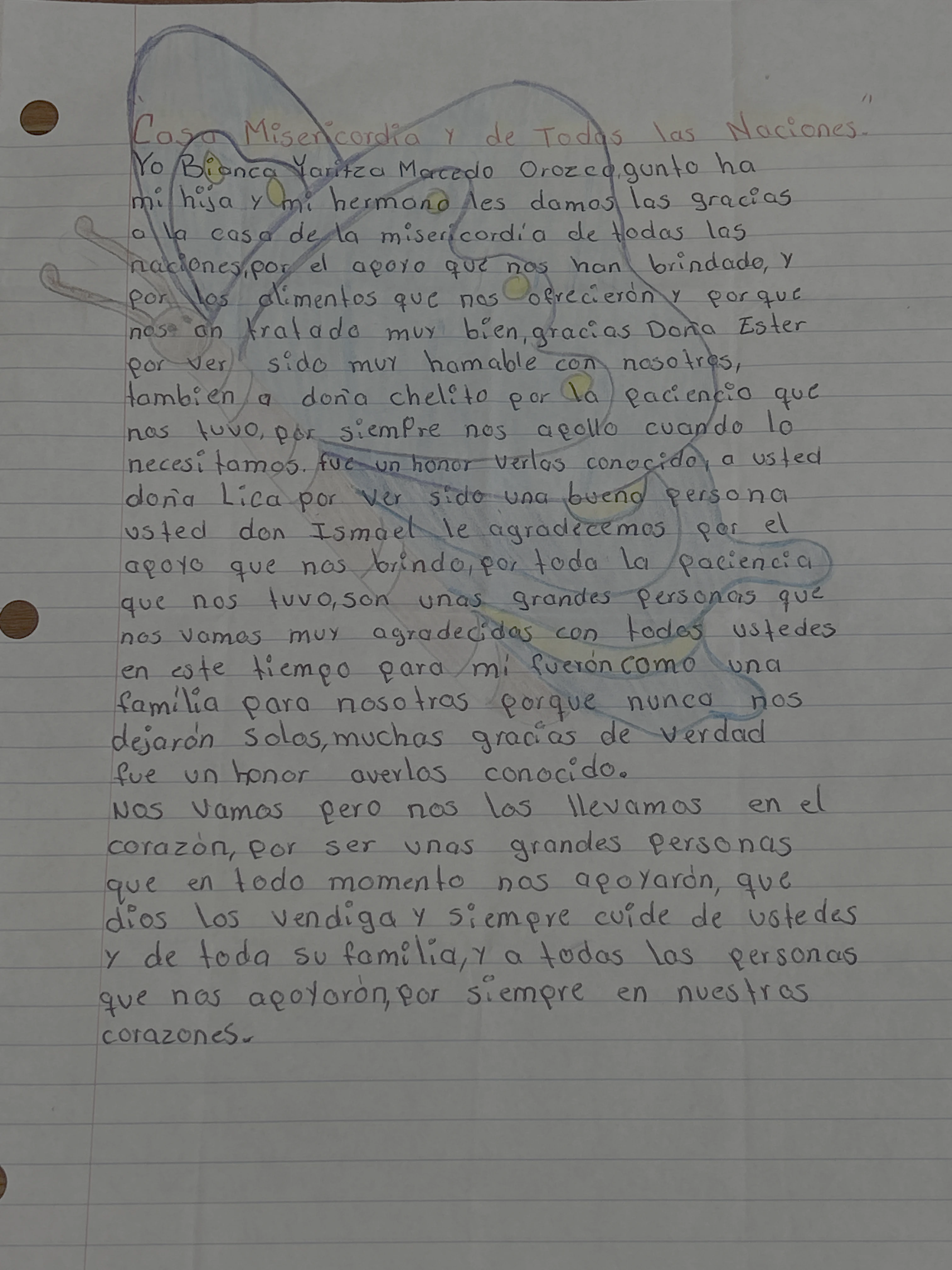 Carta de Bianca Yaritza Macedo Orozco