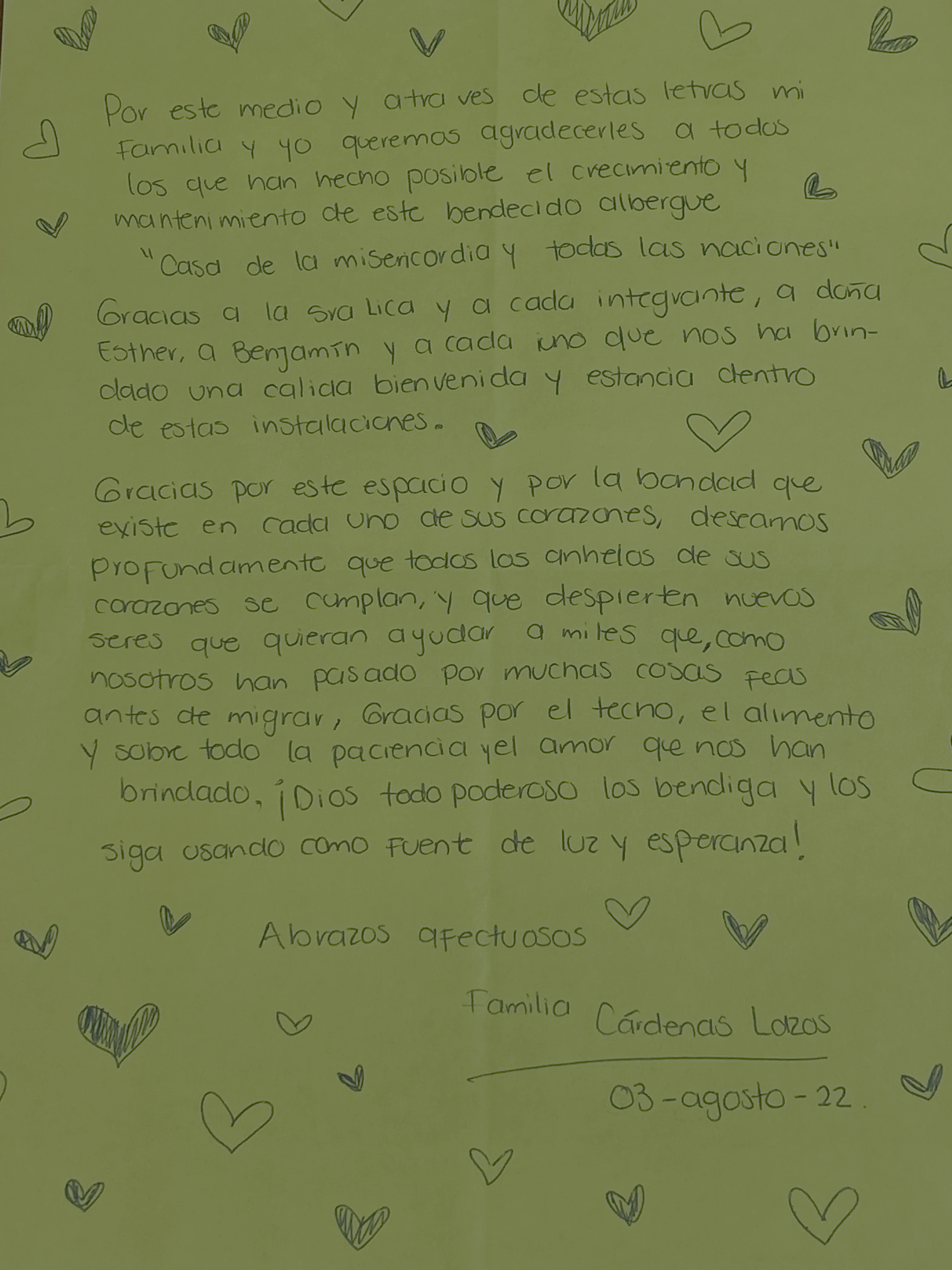 Carta de Familia Cárdenas Lazos