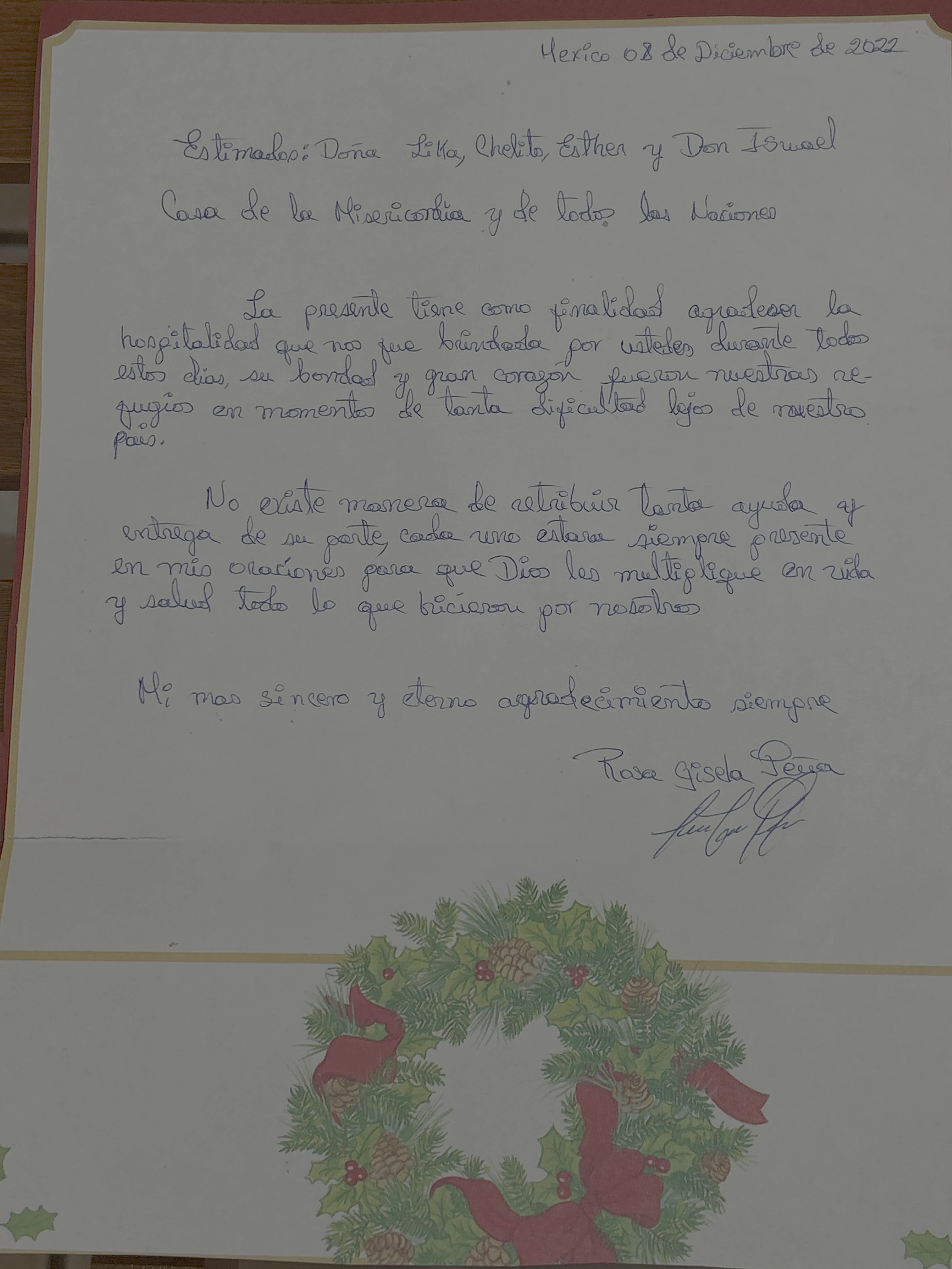 Carta de Rosa Gisela Peraza