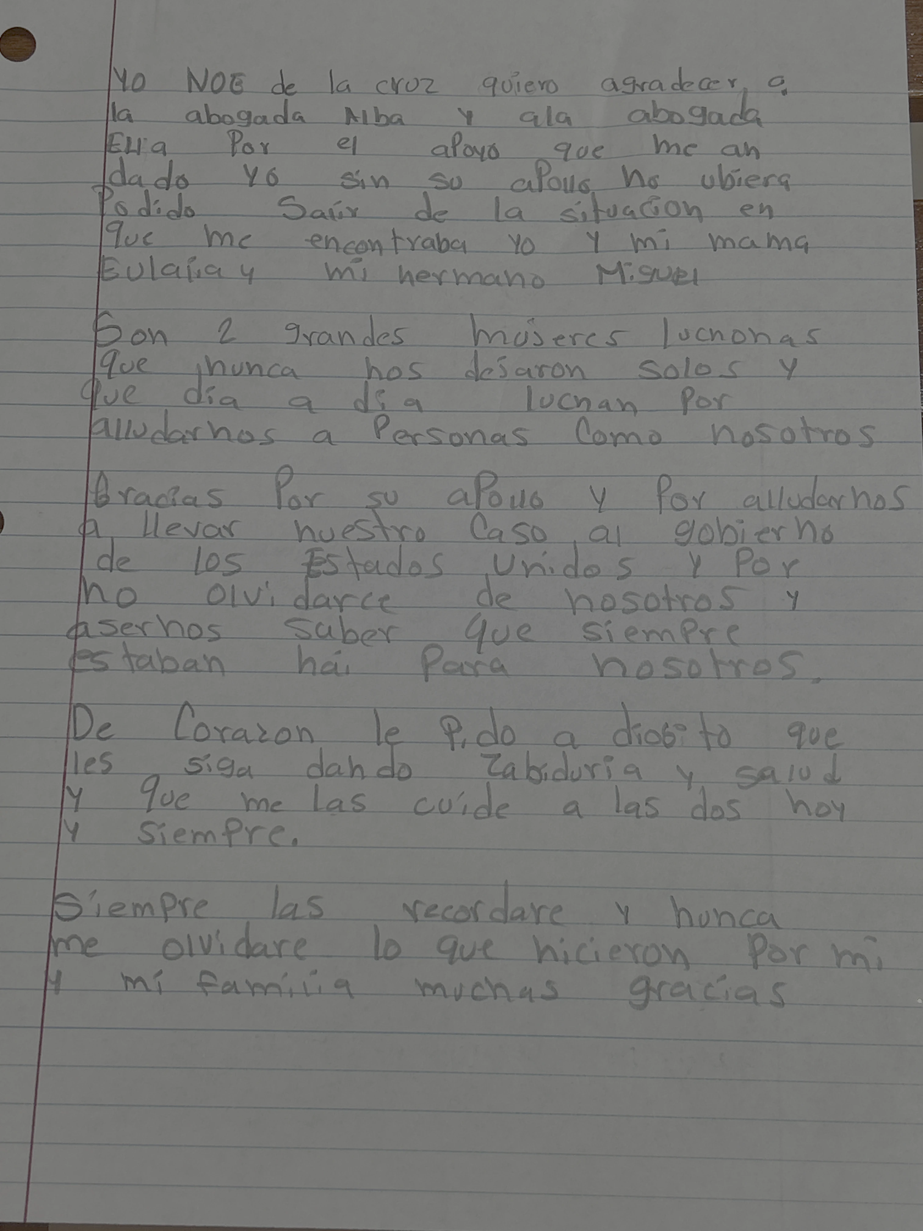 Carta de Noé de la Cruz