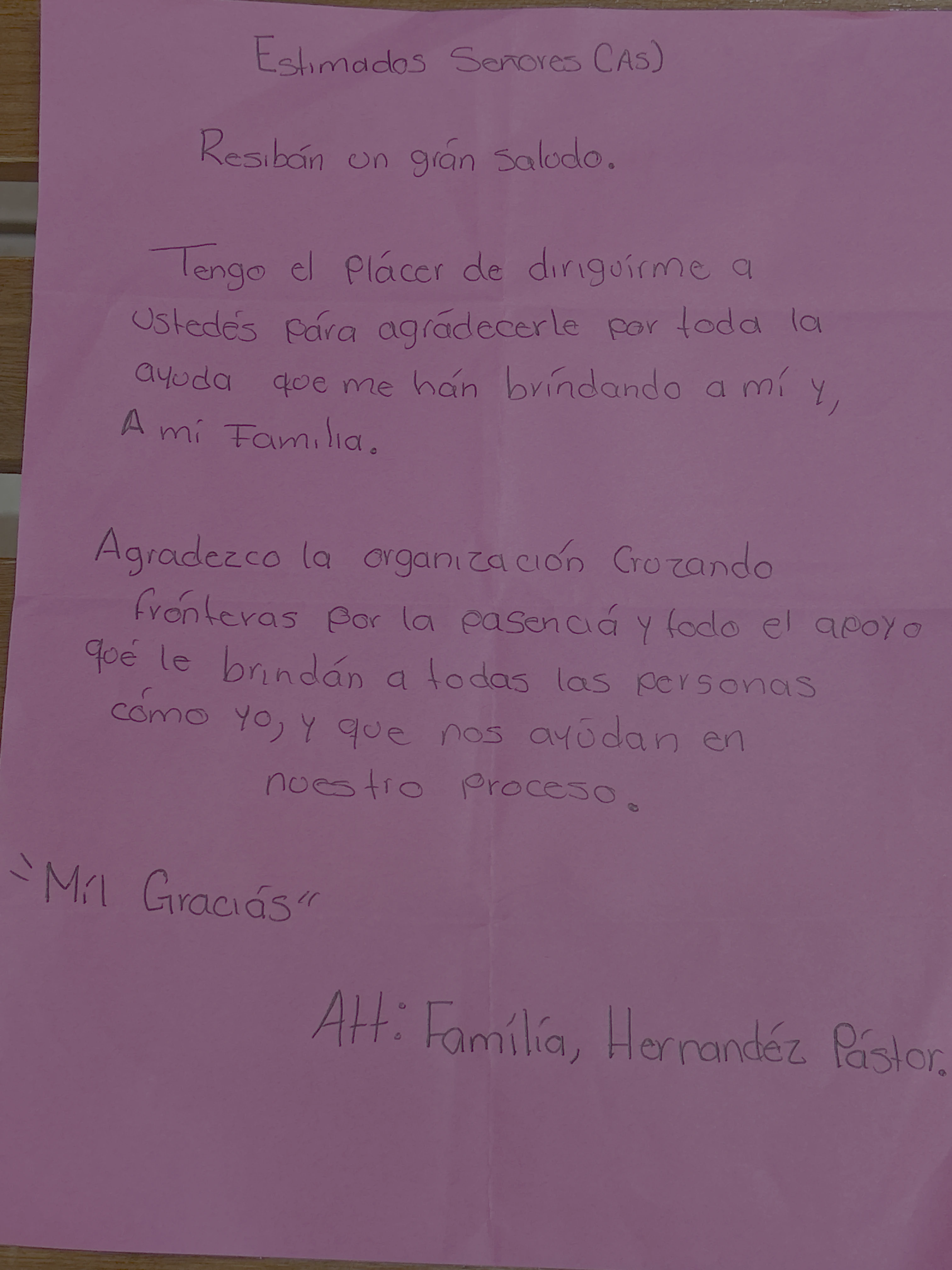 Carta de Familia Hernández Pastor