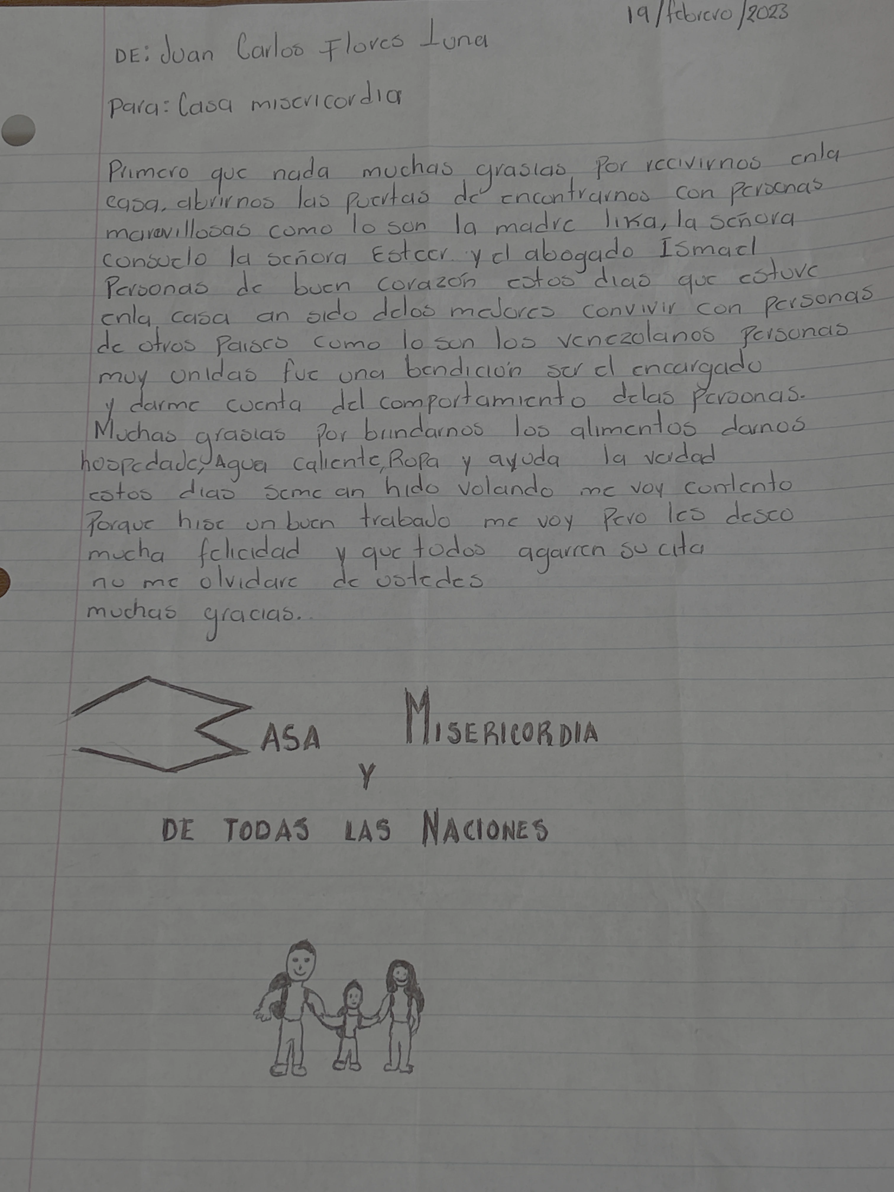 Carta de Juan Carlos Flores Luna