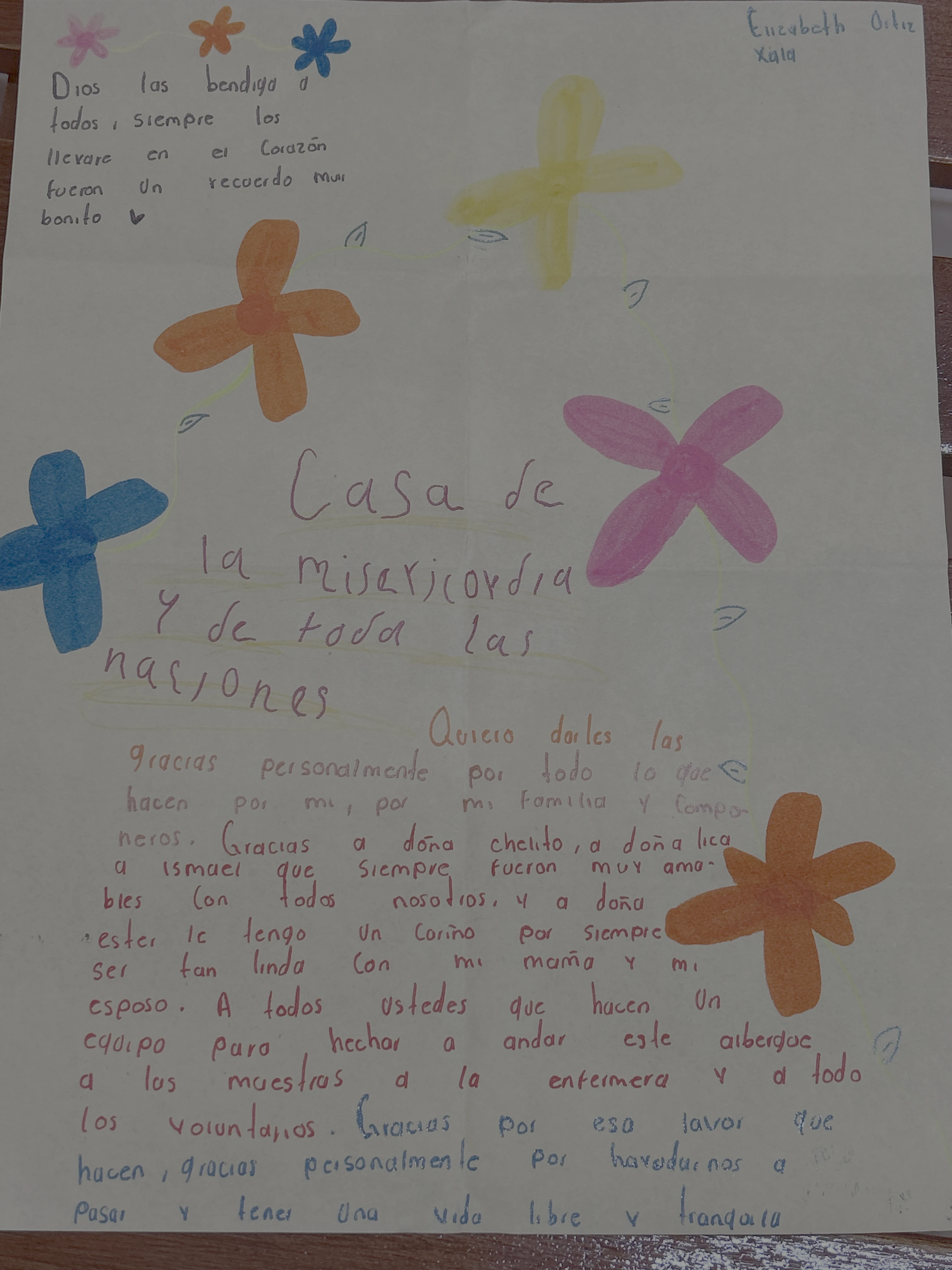 Carta de Elizabeth Ortiz Xalá