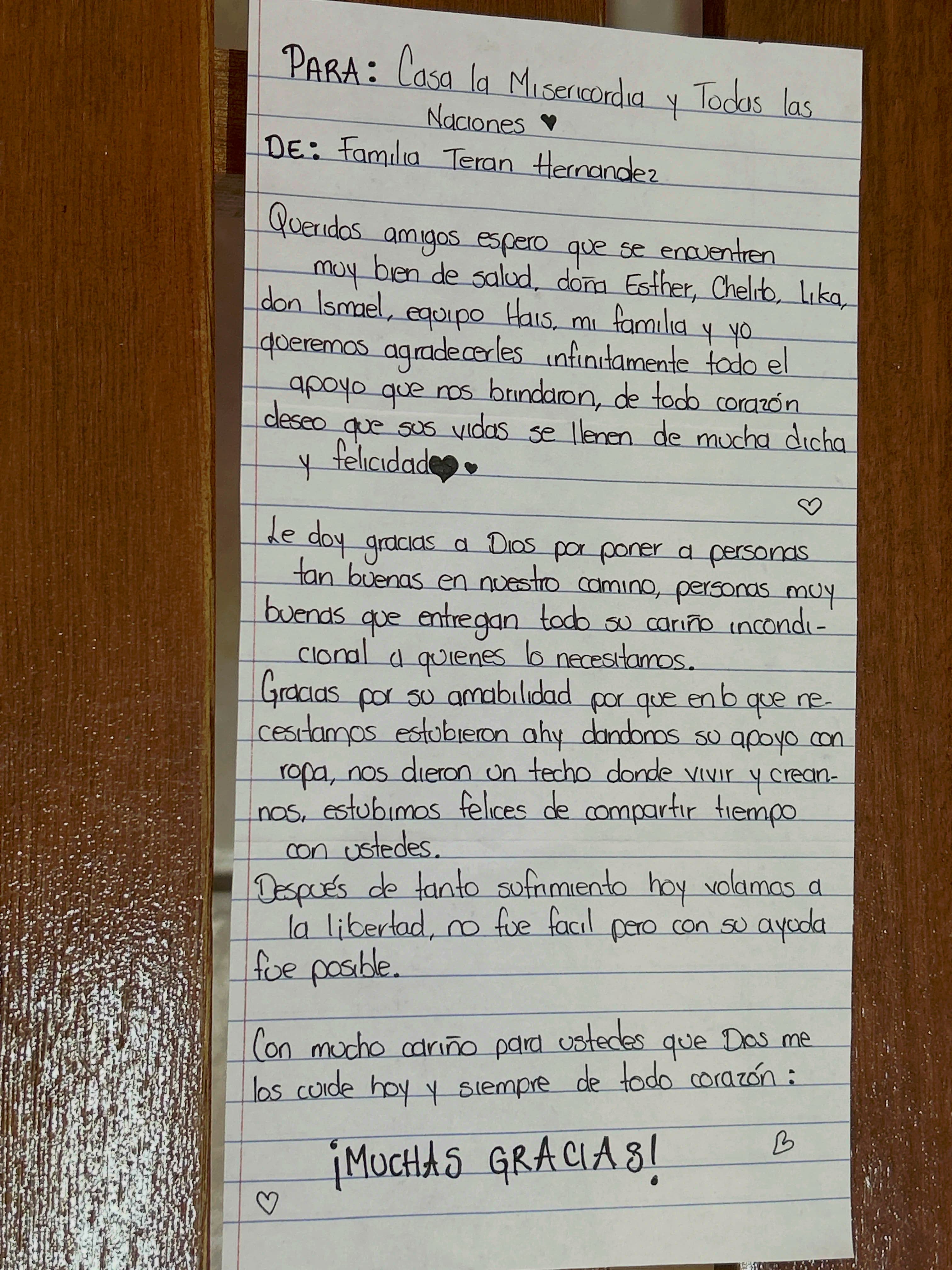 Carta de Familia Terán Hernández