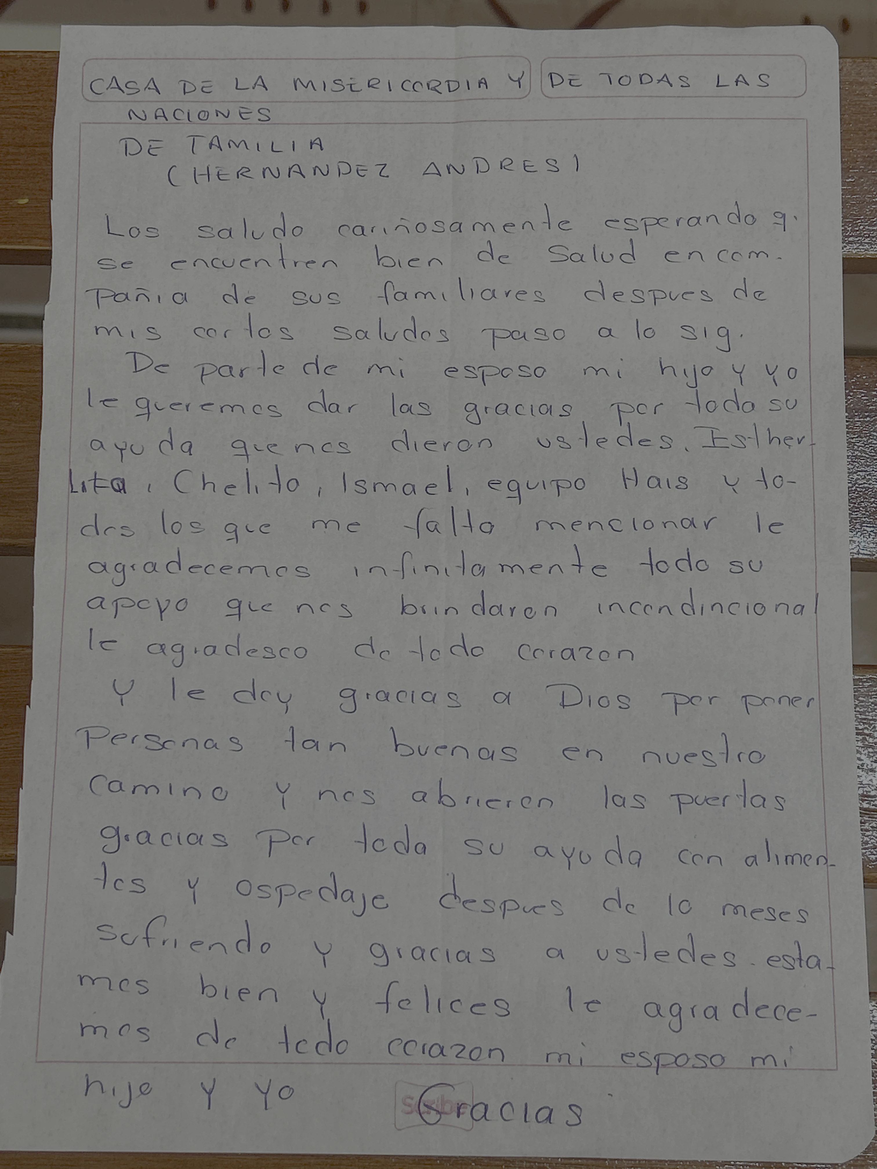 Carta de Familia Hernández Andrés