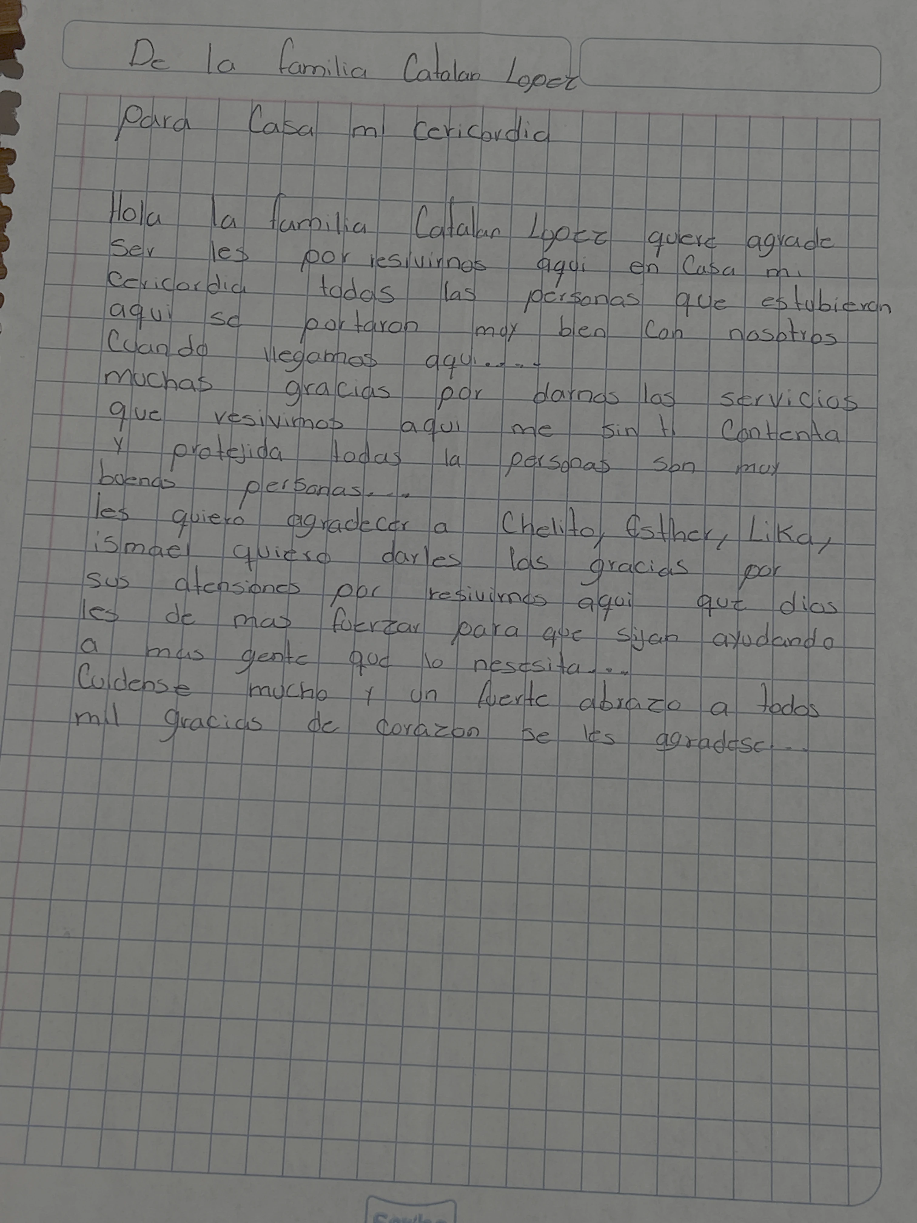 Carta de Familia Catalán López