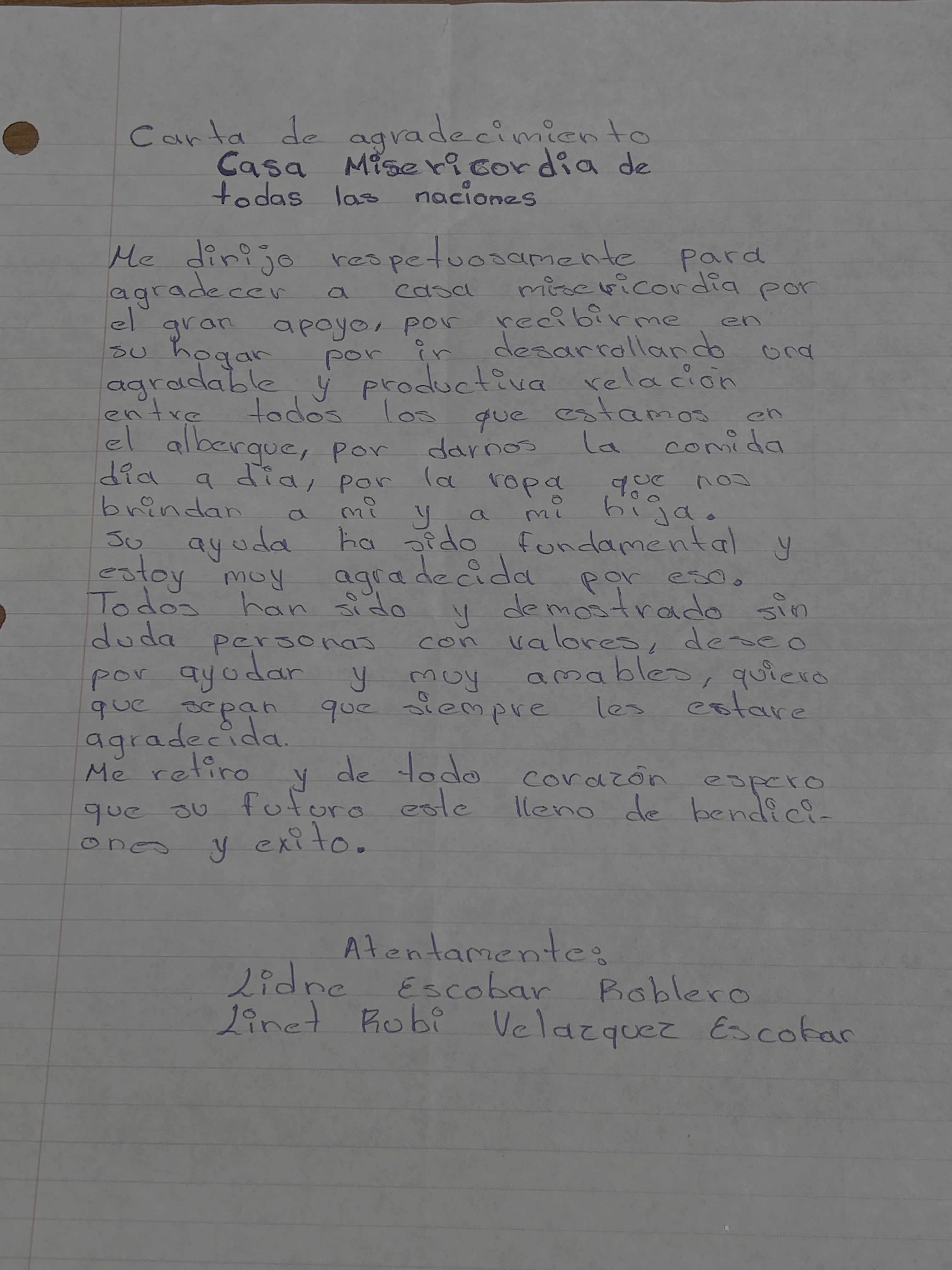 Carta de Lidre Escobar Roblero