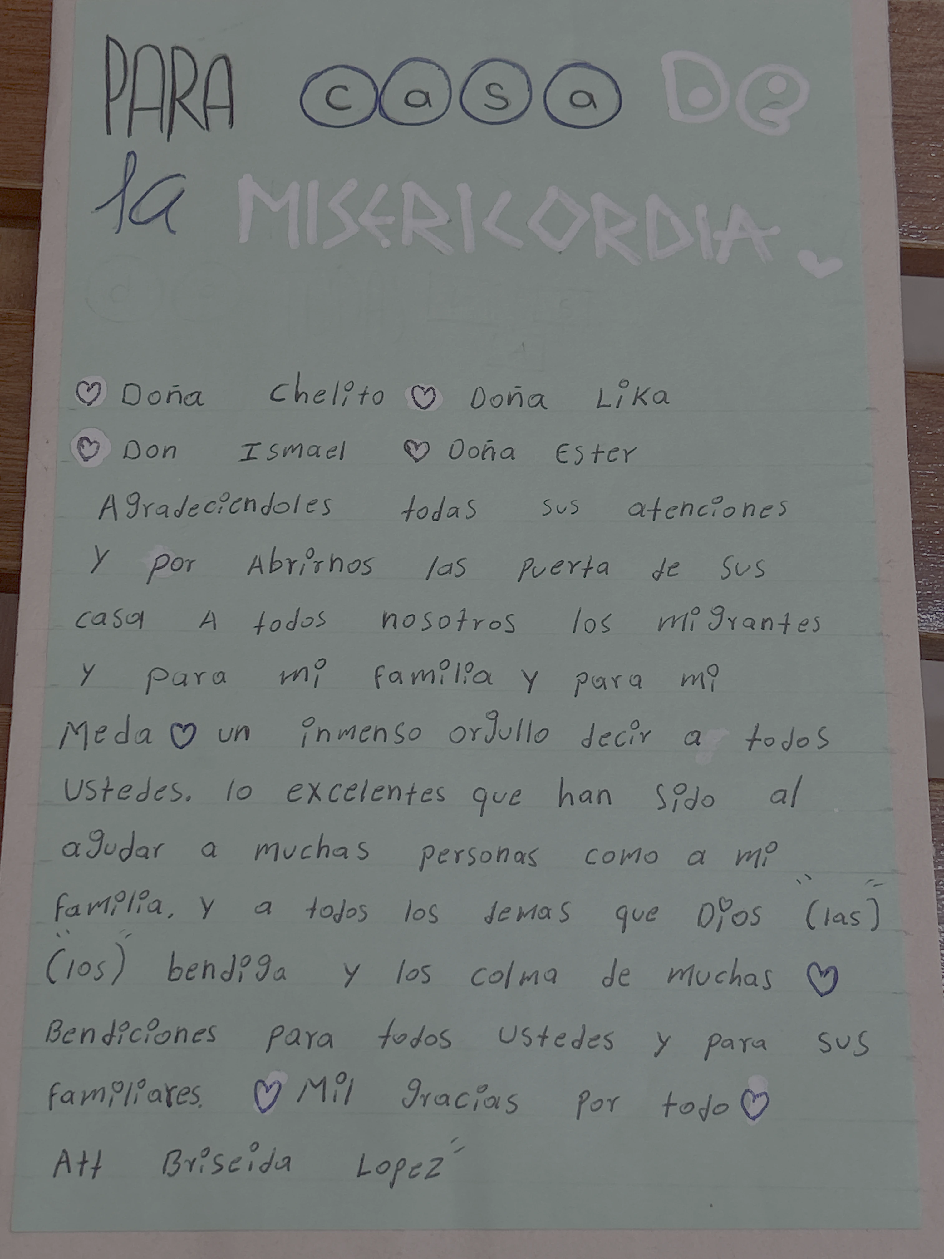 Carta de Briseida López