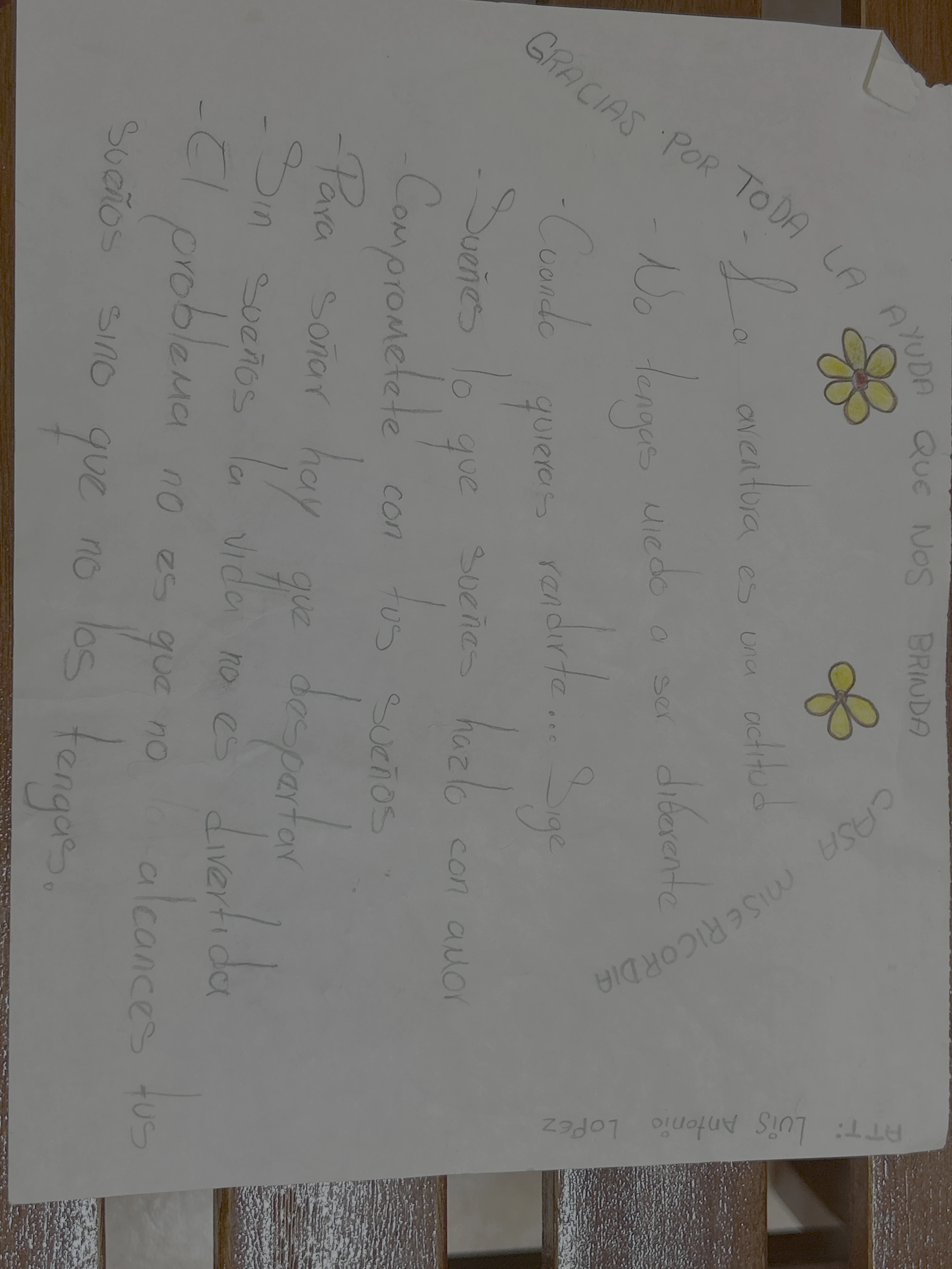 Carta de Luis Antonio López