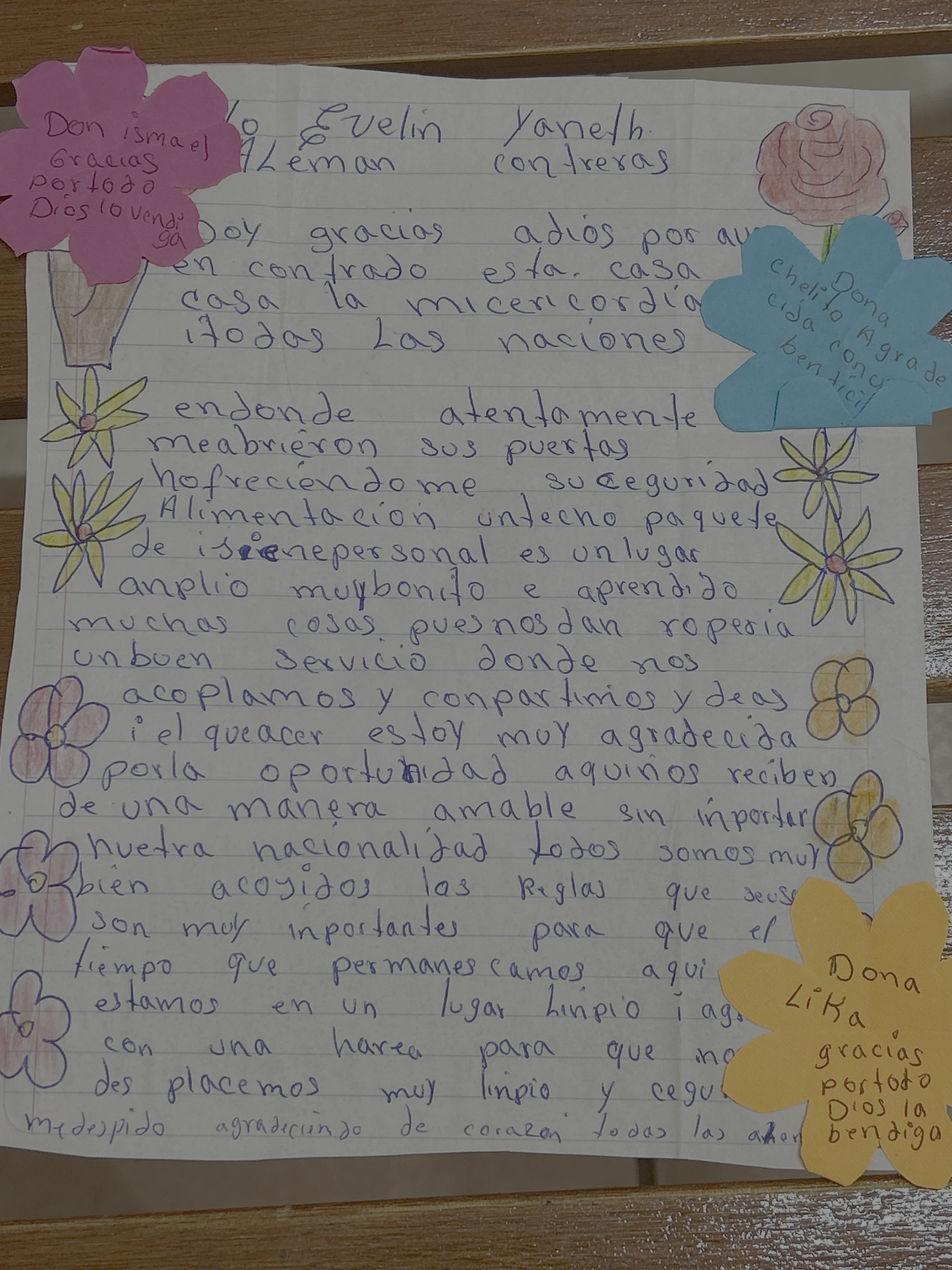 Carta de Evelin Yaneth Alemán Contreras