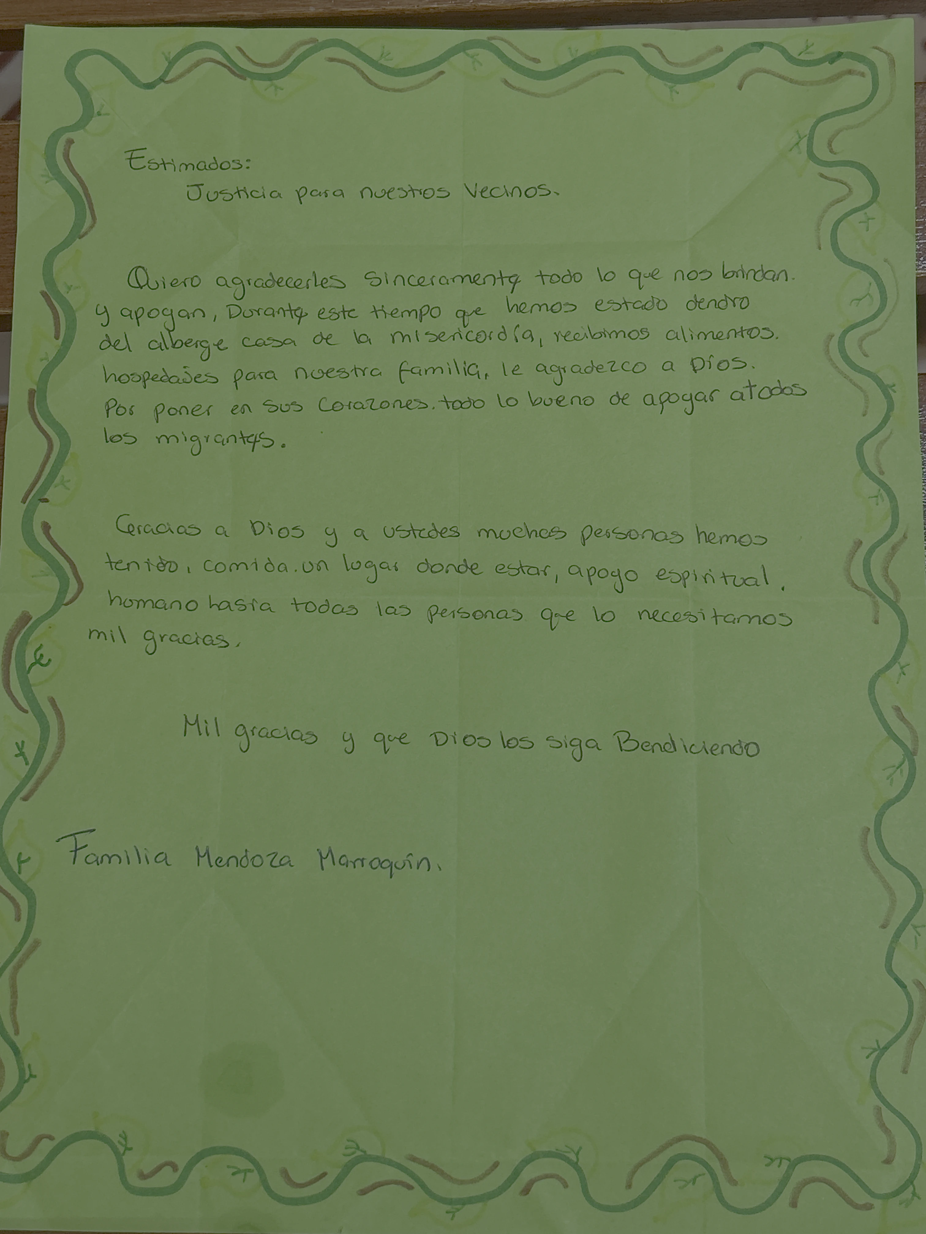 Carta de Familia Mendoza Marroquín