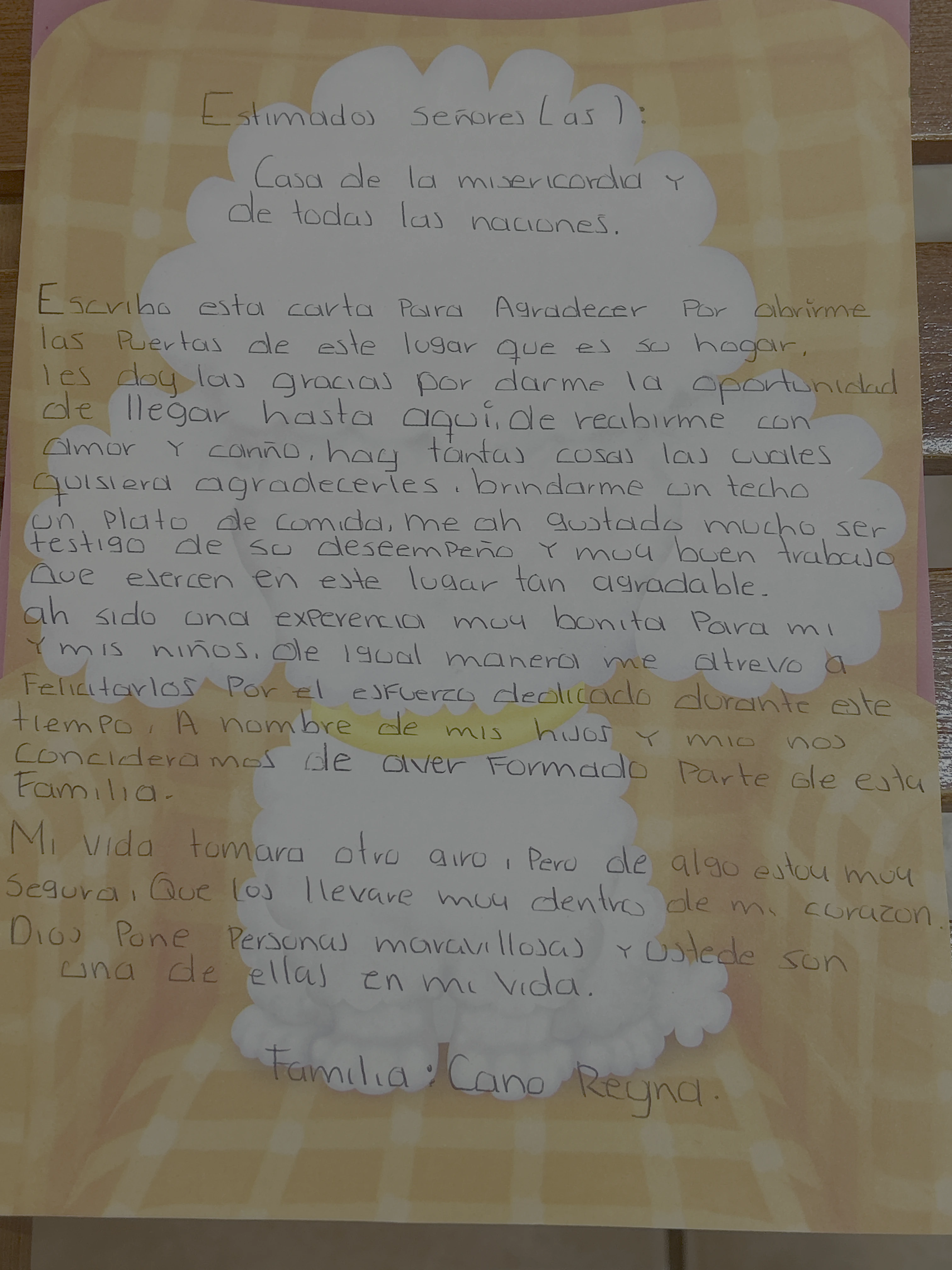 Carta de Familia Cano Reyna